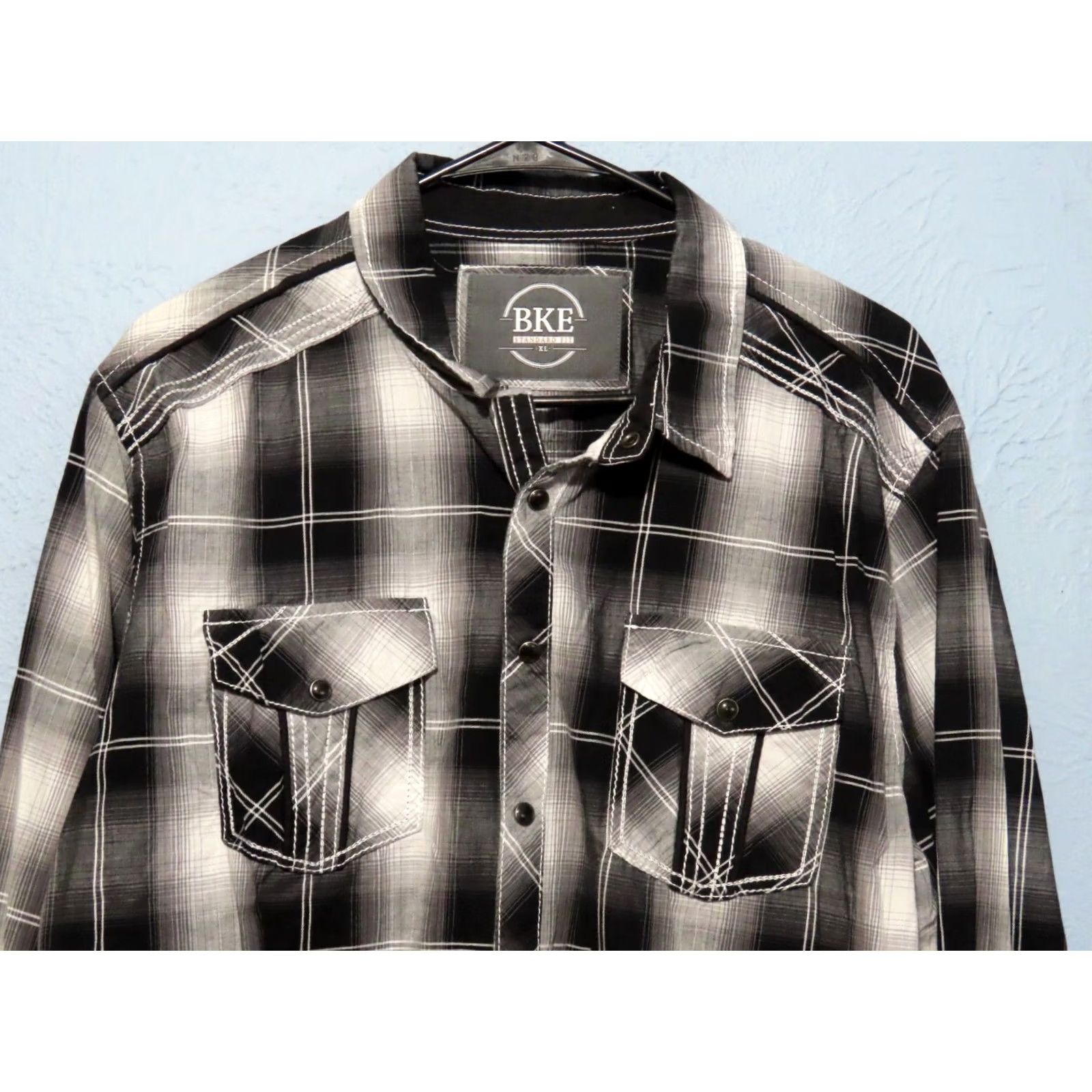 BKE BKE Buckle Shirt XL Black Plaid Embroidered Long Sleeve Button-Up Casual Men Standard Fit Snap Pocket Size US XL / EU 56 / 4 - 3 Thumbnail