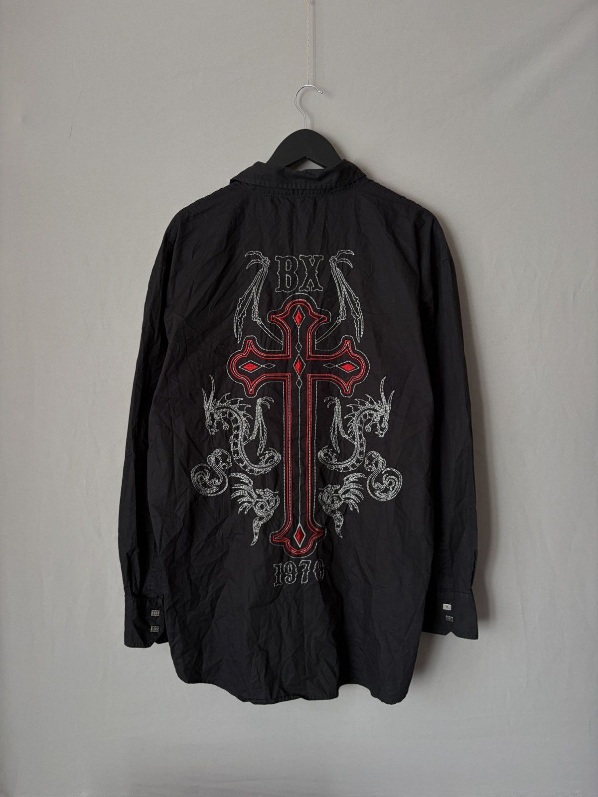 Other Gothic Vampire Alt Embroidered Cross Shirt Size US XL / EU 56 / 4 - 1 Thumbnail