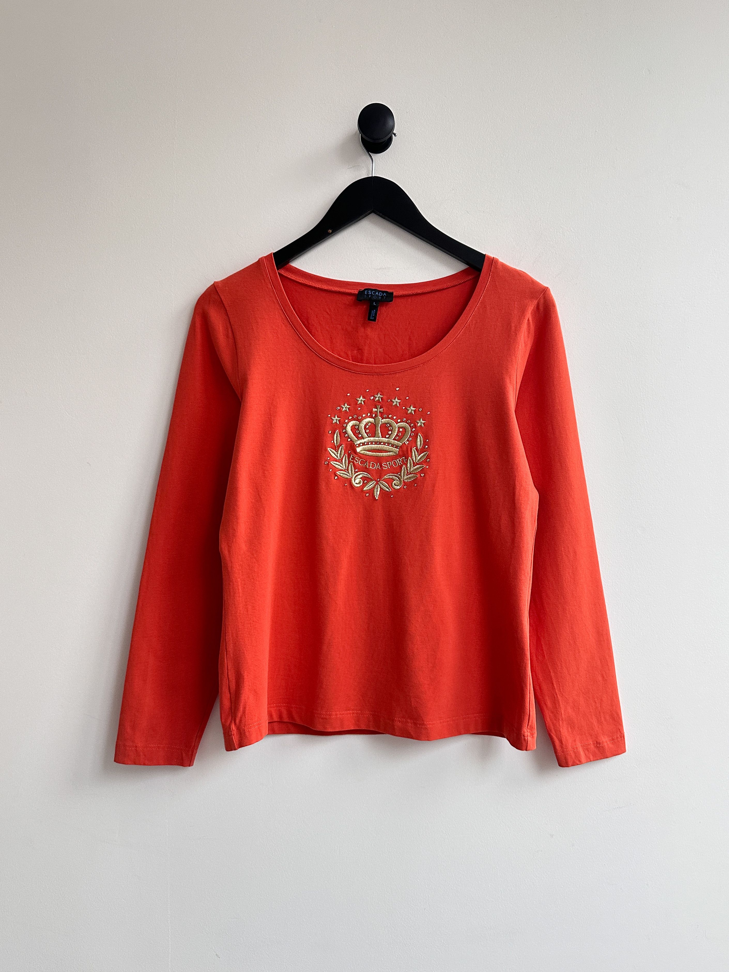 Escada × Vintage Escada Orange Longsleeve Tee Size L / US 10 / IT 46 - 1 Thumbnail