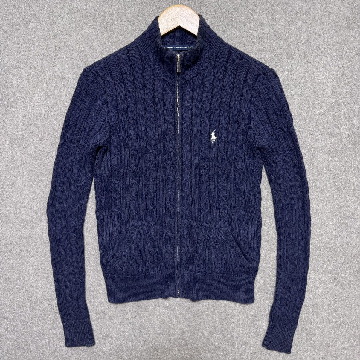 Polo Ralph Lauren × RRL Ralph Lauren × Ralph Lauren Vintage 90s Cable Knit Polo Ralph Lauren Zip Up Sweater Size S / US 4 / IT 40 - 1 Thumbnail