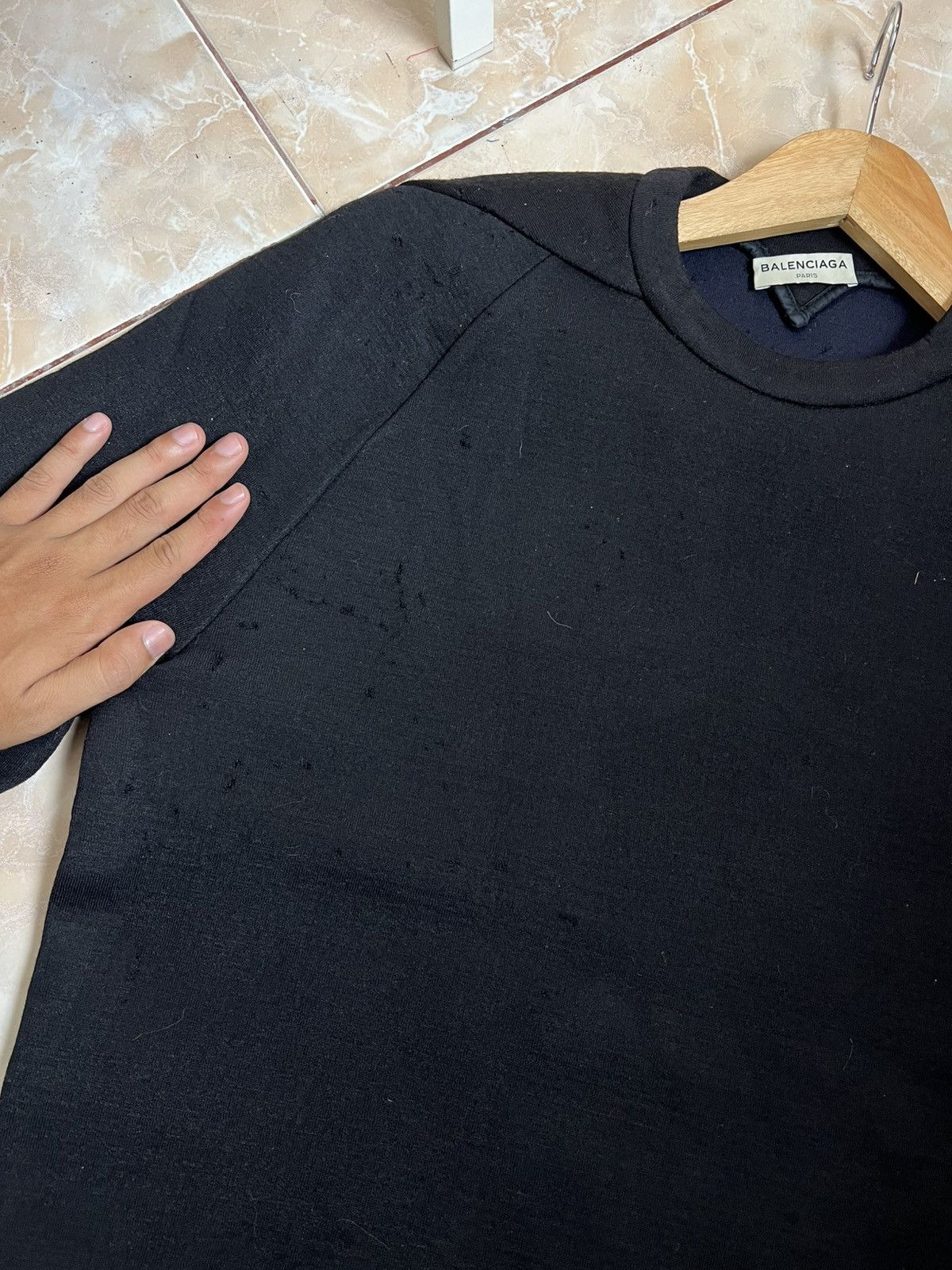 Balenciaga Distress Balenciaga Polyster Sweatshirt Black Plain Size US M / EU 48-50 / 2 - 9 Thumbnail