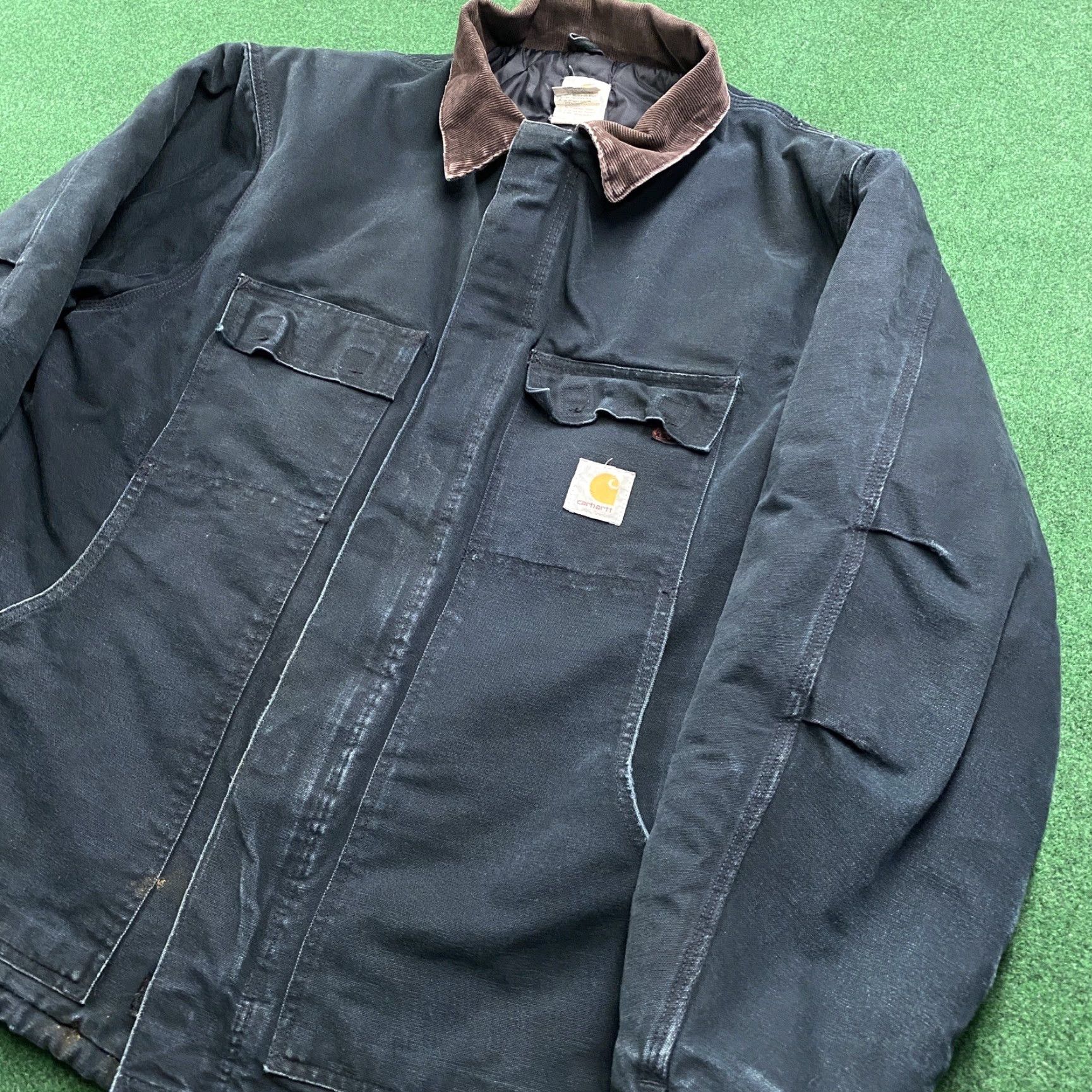 Carhartt VINTAGE Carhartt Jacket Mens 48 Black Canvas Quilted Lined Work Coat C03 BLK Jacket Size US M / EU 48-50 / 2 - 2 Thumbnail