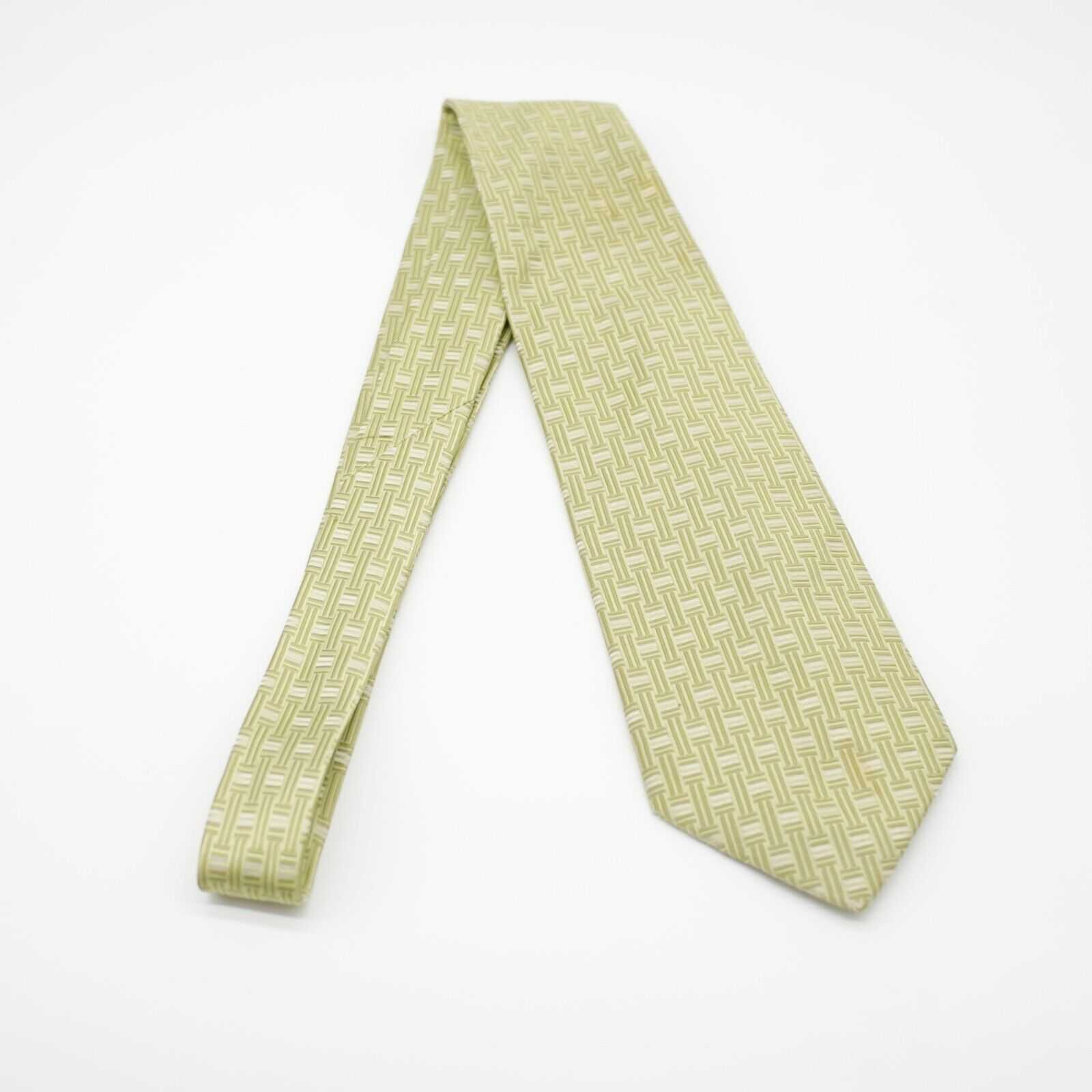 Tasso Elba Tasso Elba Green Woven Basketweave Long Wide Silk Tie Size ONE SIZE - 6 Thumbnail