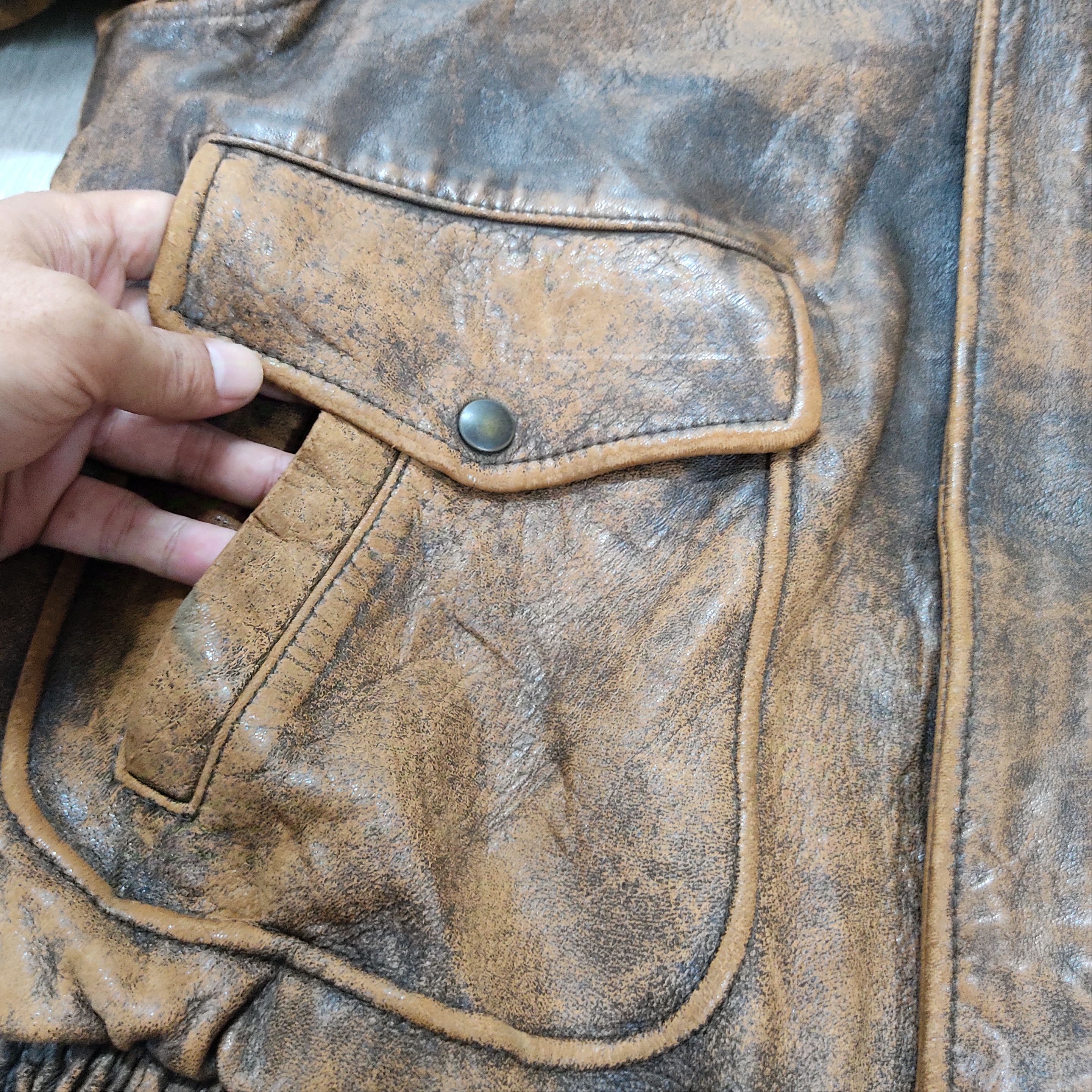 Genuine Leather G1 LOLDANTHONY Newspapers Lined Sheepskin Leather Jacket Size US L / EU 52-54 / 3 - 8 Thumbnail
