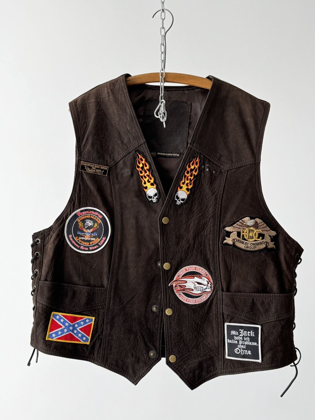 Harley Davidson × Vintage Vintage 90s Harley-Davidson European Patches Leather Vest Size US XXL / EU 58 / 5 - 2 Thumbnail