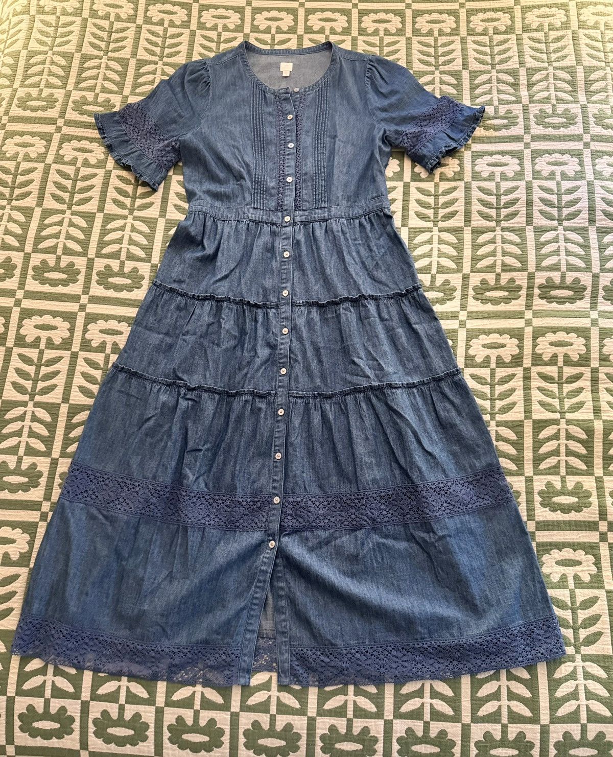 Gap Gap x LoveShackFancy Denim Tiered Midi Dress Size M / US 6-8 / IT 42-44 - 2 Thumbnail