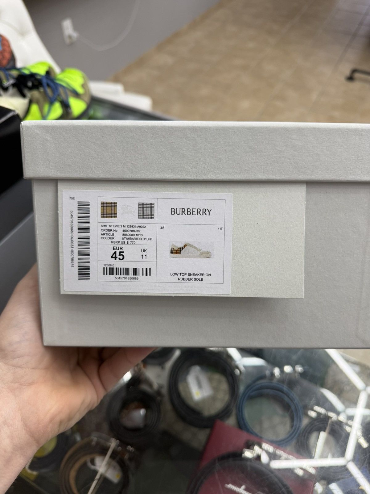 Burberry Size 12US/45EU - Burberry Leather Check Suede Low Tops Size US 12 / EU 45 - 12 Thumbnail