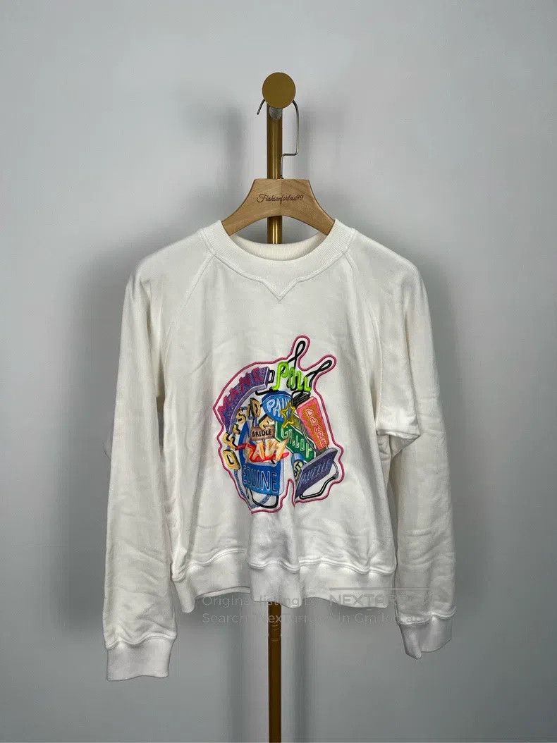 Hermes Hermes White Printed Pattern Long Sleeve Sweatshirt Size XS / US 0-2 / IT 36-38 - 1 Thumbnail