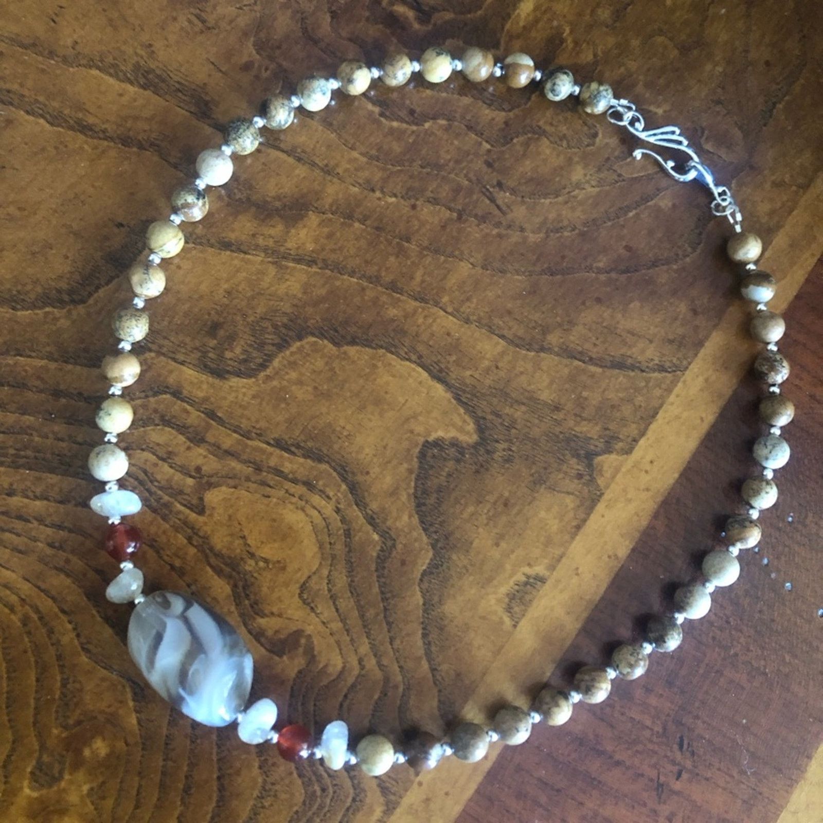 Handmade Handcrafted marble genuine jasper carnelian citrine necklac Size ONE SIZE - 10 Thumbnail