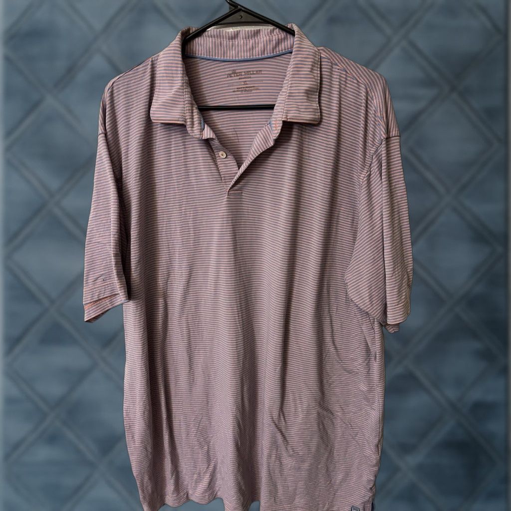 Peter Millar Peter Millar Shirt Adult XL Pink blue Stri Pima Cotton Seaside Wash Short Sleeve Mens Size US XL / EU 56 / 4 - 1 Thumbnail