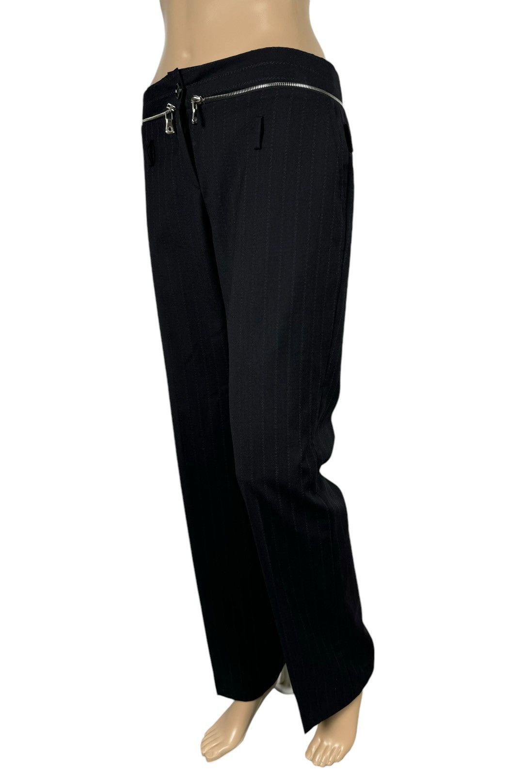 Dolce & Gabbana × Vintage Dolce & Gabbana Striped Dress Pants Virgin Wool Zips Decor Size 26" / US 2 / IT 38 - 1 Thumbnail