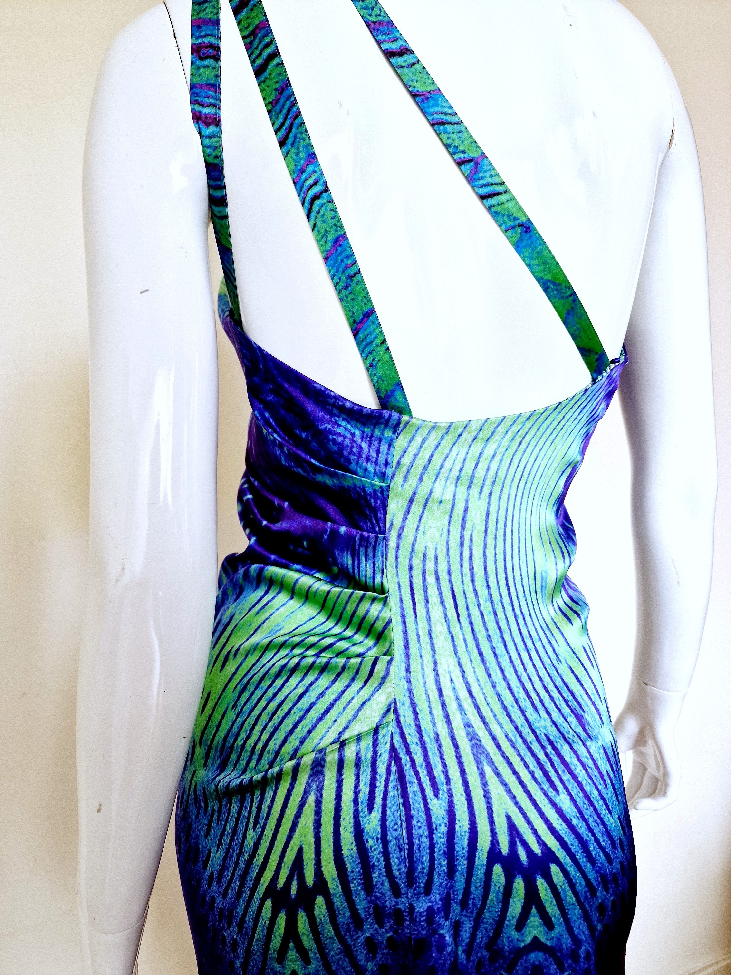 Roberto Cavalli Roberto Cavalli Vibrant Silk Peacock Feather Snake Dress Size XS / US 0-2 / IT 36-38 - 11 Thumbnail
