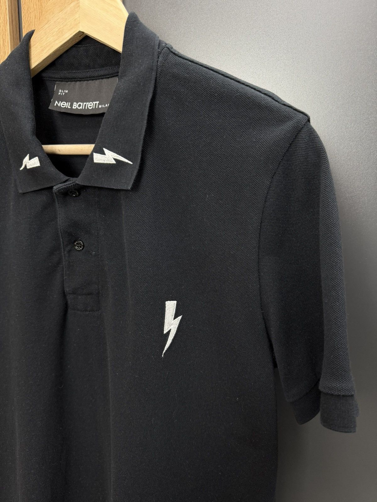 Neil Barrett Neil Barrett Black Polo Lightning Bolt Size M Slim Fit Size US M / EU 48-50 / 2 - 4 Thumbnail
