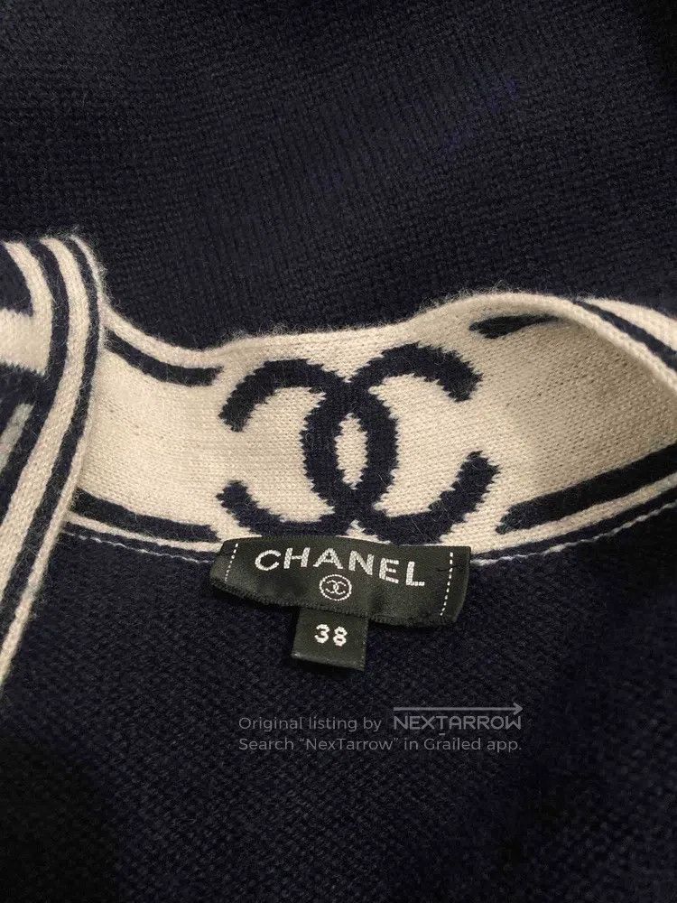 Chanel Chanel Long cardigan with blue and white letters coat Size XS / US 0-2 / IT 36-38 - 7 Thumbnail