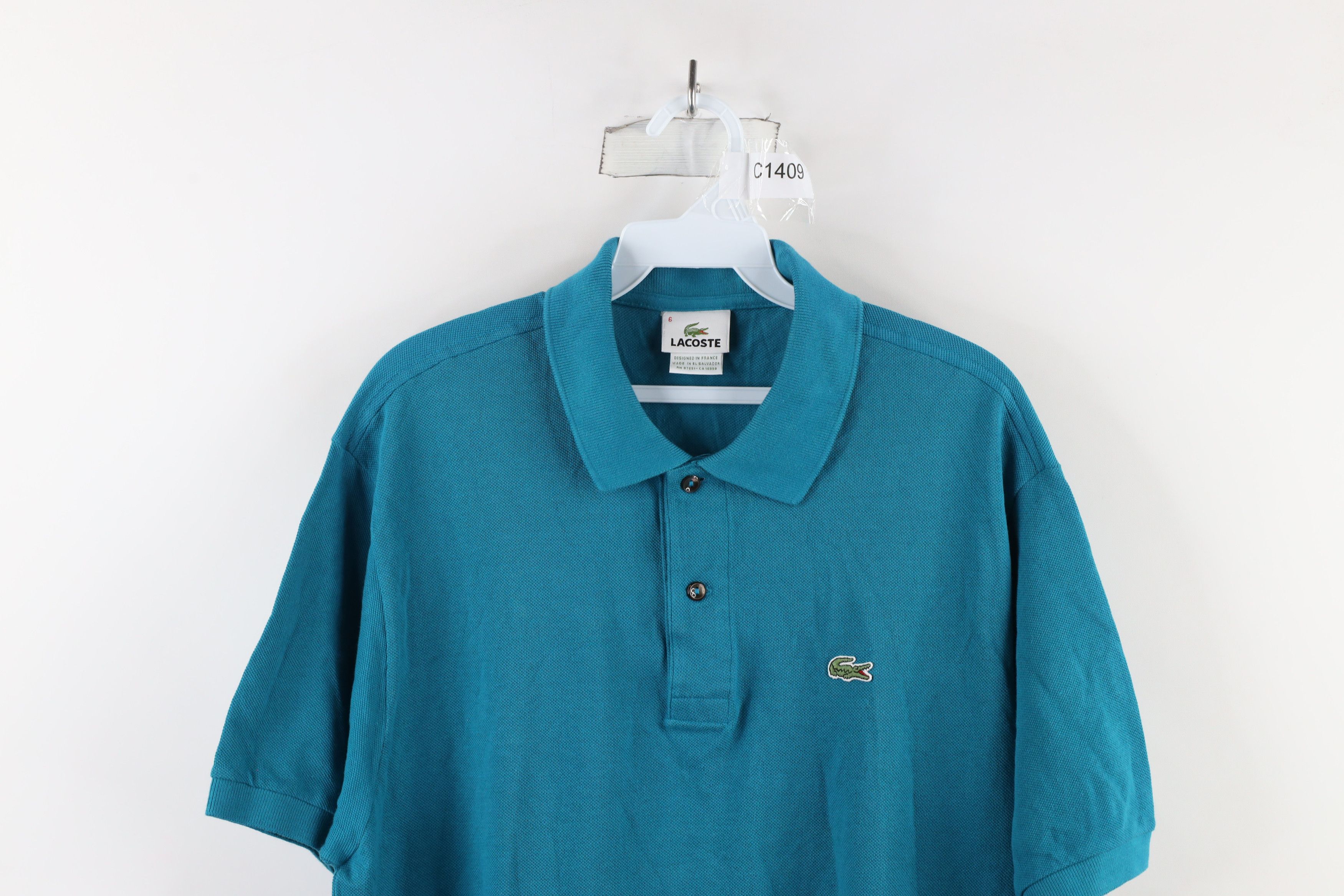 Lacoste × Vintage Lacoste Distressed Croc Logo Collared Golf Polo Shirt Blue Size US L / EU 52-54 / 3 - 2 Thumbnail