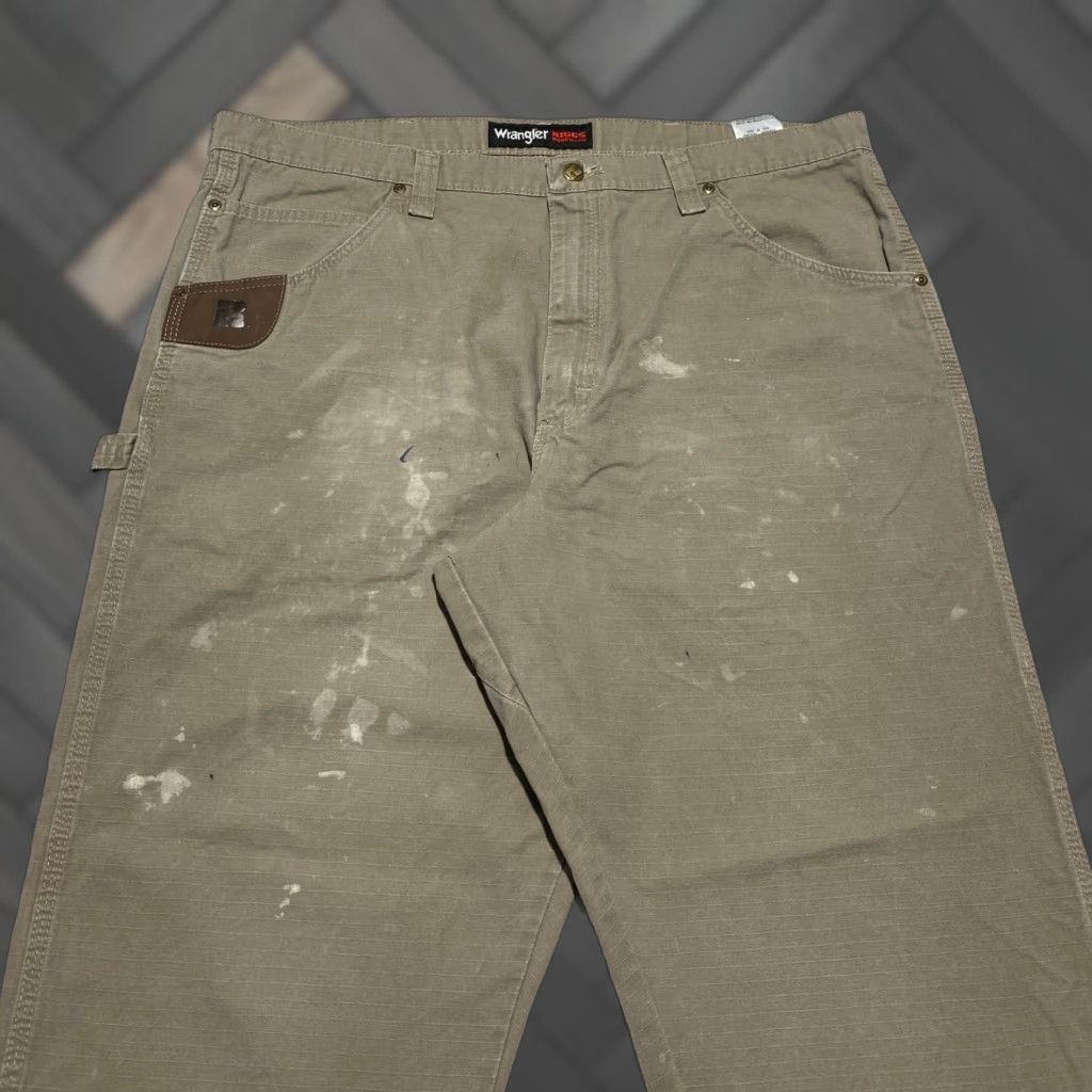 Wrangler VINTAGE Wrangler Riggs Workwear Relaxed Fit Carpenter Pants 40×30 Dark Khaki Ripstop Mens Size US 40 / EU 56 - 1 Thumbnail