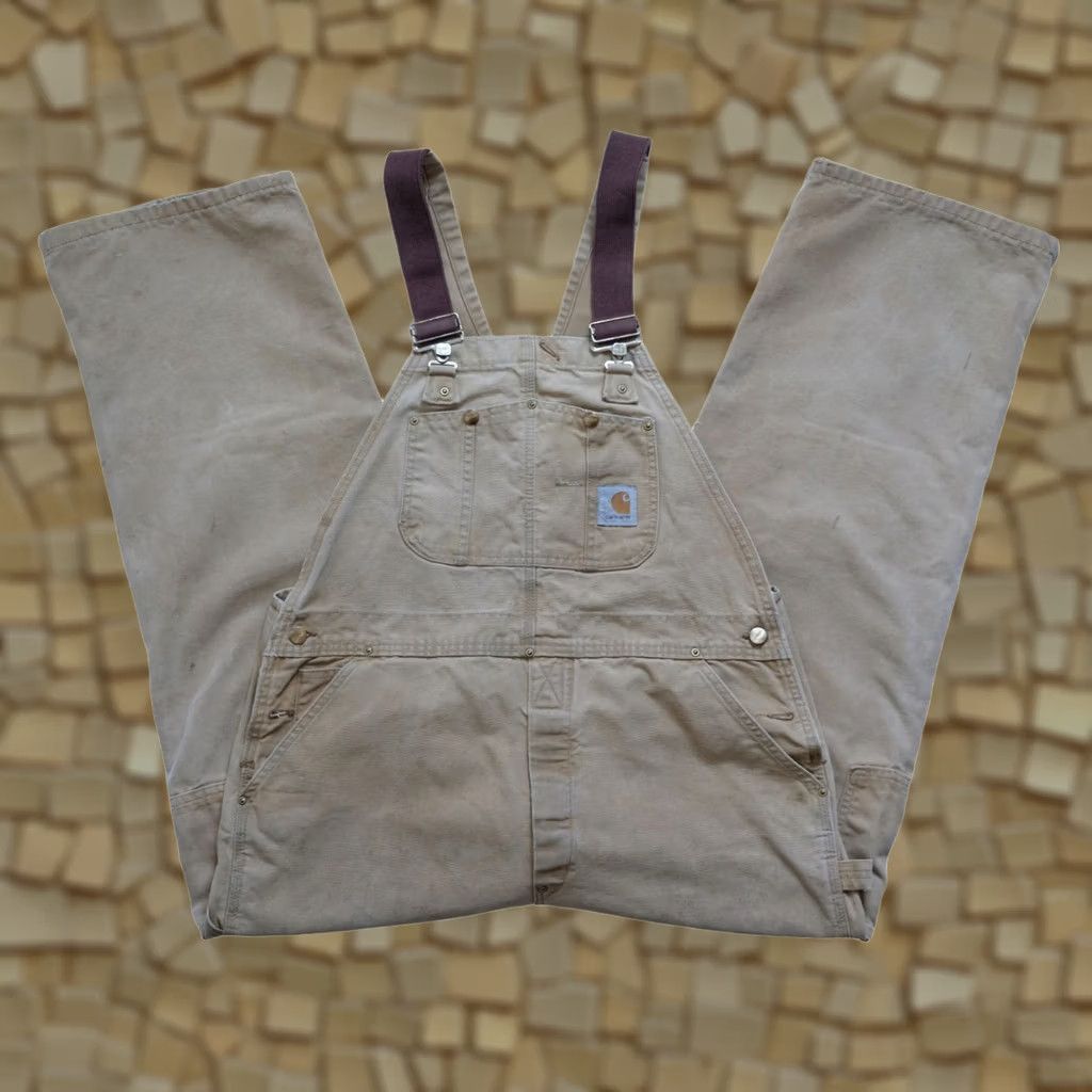 Carhartt VINTAGE Carhartt Jeans 90s USA Made Double Knee Overalls Bib Brown Work 36x30 Mens Jeans Bootcut 5-Pocket Inseam 29" Size US 36 / EU 52 - 1 Thumbnail