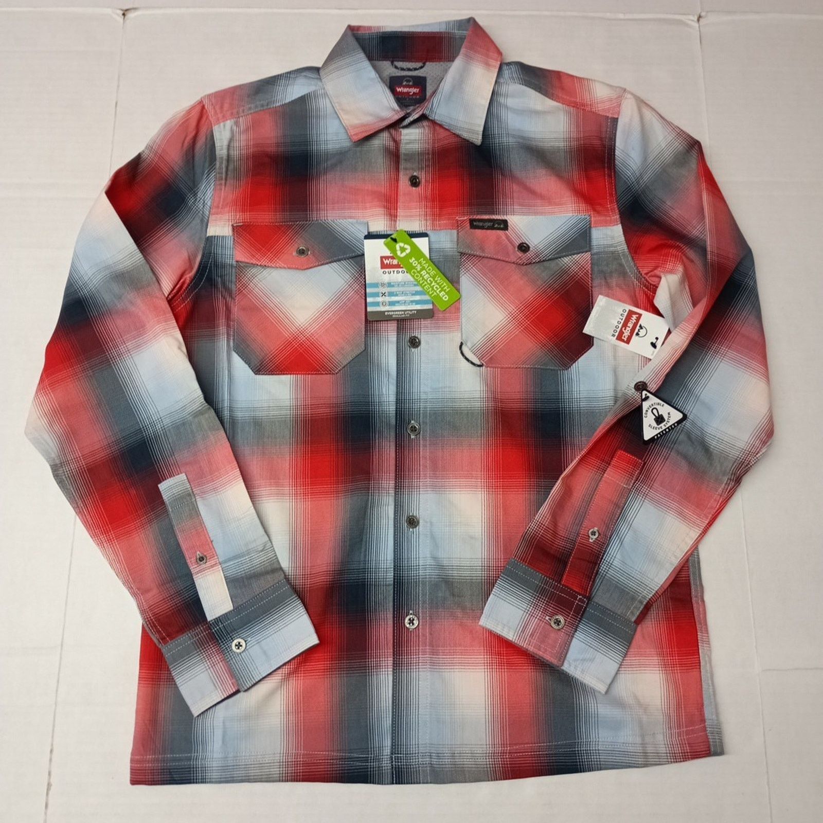 Wrangler Wrangler Shirt Men's S Red Plaid Convertible Sleeves Shirt Size US S / EU 44-46 / 1 - 1 Thumbnail