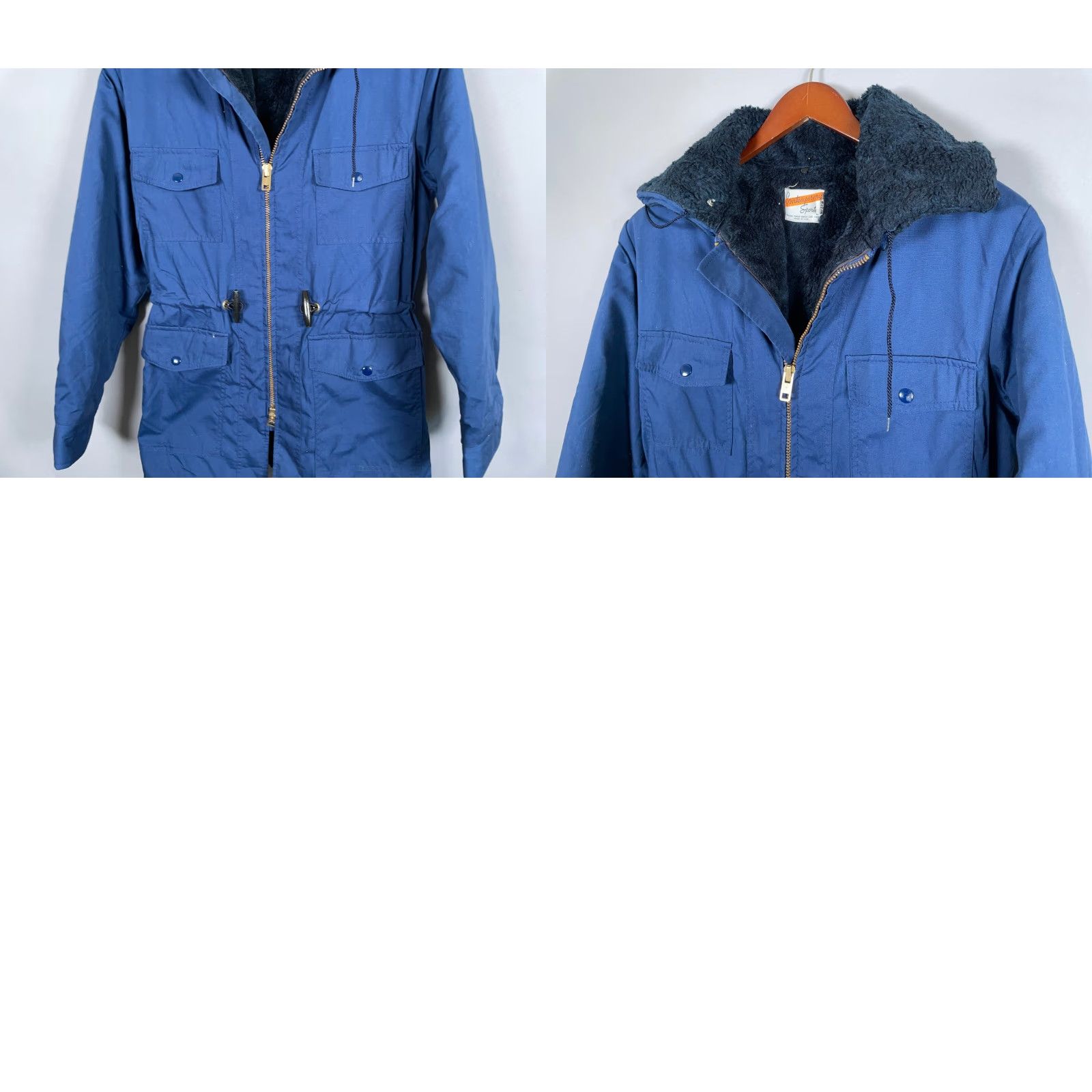 Vintage VINTAGE 80s Parka Coat Mens 38 Dark Blue Zip Up Sherpa Lined Ideal Zipper USA Made Jacket/Coat Size US XXS / EU 40 - 9 Thumbnail