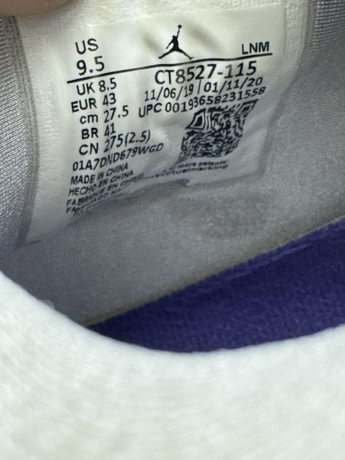 Jordan Brand × Nike Nike Air Jordan 4 Retro Mid Purple Metallic Men’s Size 9.5 Size US 9.5 / EU 42-43 - 6 Thumbnail