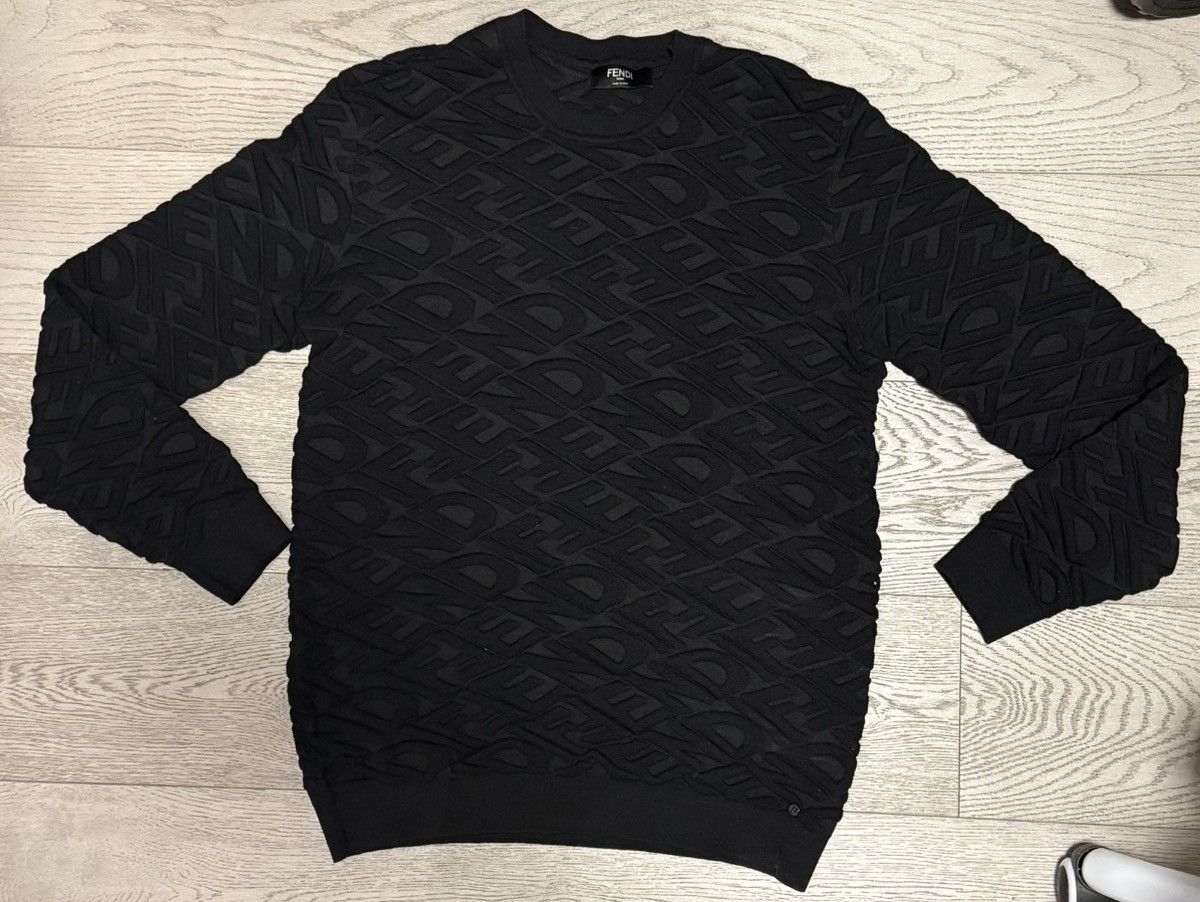 Fendi FENDI Logo Embossed Stretch Wool Sweater Size US L / EU 52-54 / 3 - 2 Thumbnail