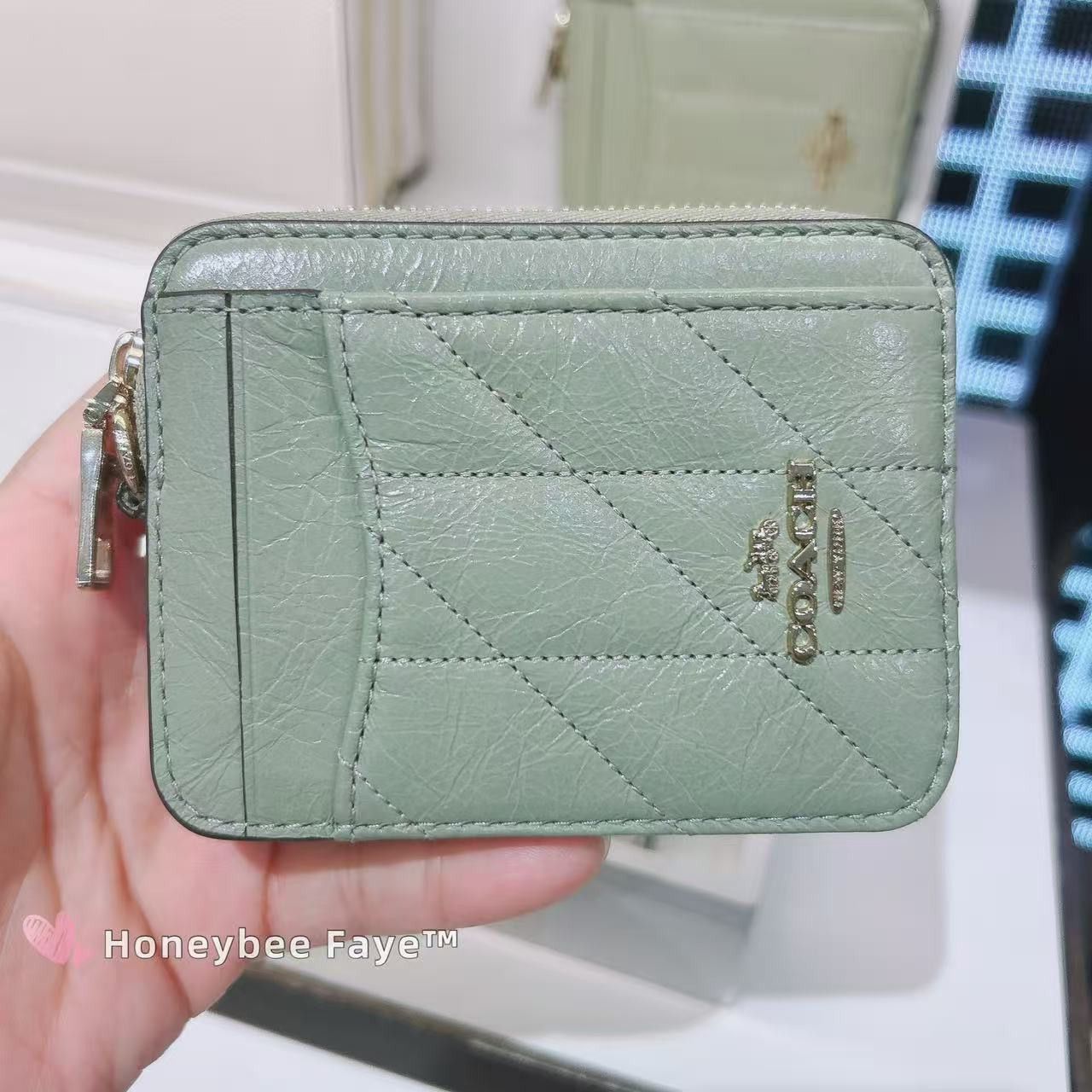 Coach Zip Card Case With Quilting CEC51 Size ONE SIZE - 1 Thumbnail