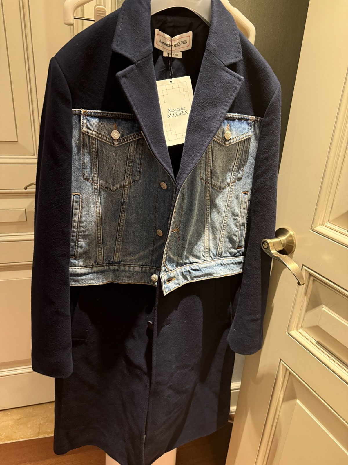 Alexander McQueen Hybrid Overcoat in Navy/blue Washed denim size48 Size US M / EU 48-50 / 2 - 18 Thumbnail
