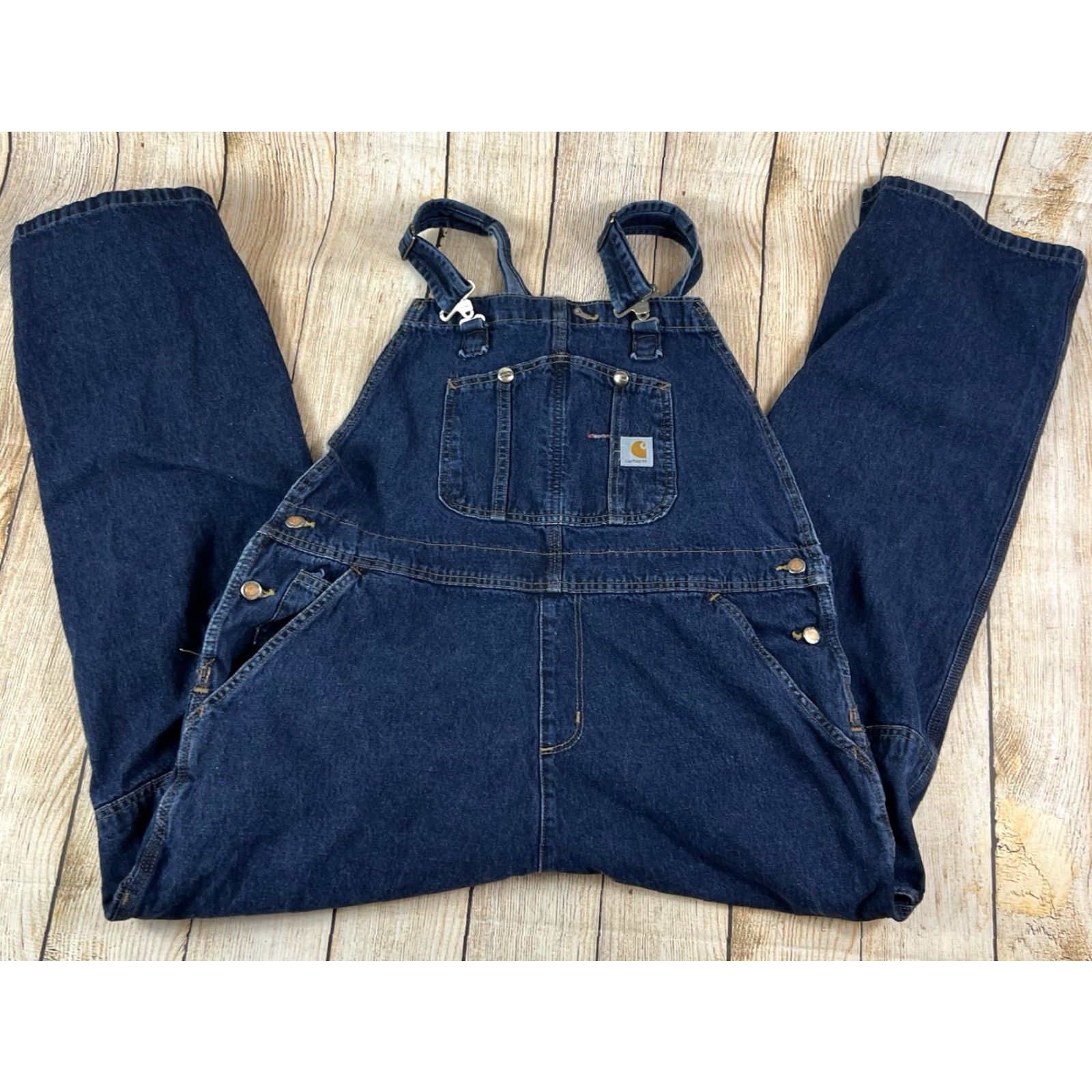 Carhartt Carhartt Women’s Work Bib Overalls Carpenter 20x30 Blue Denim WR007 HDK Size 42" / US 20 - 2 Thumbnail