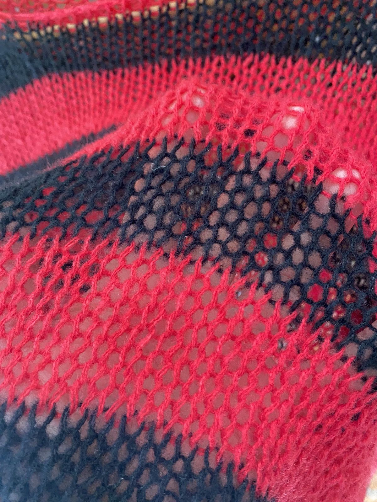 Japanese Brand 2000s Mony Japan Spider Web mesh Distresed stripe grunge Size US L / EU 52-54 / 3 - 9 Thumbnail