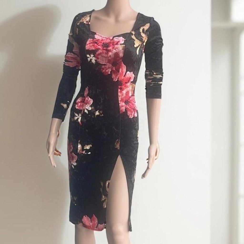 NBDN Nobrandedon Karen T Design - Floral Black Dress NWHT size Small Size S / US 4 / IT 40 - 1 Thumbnail