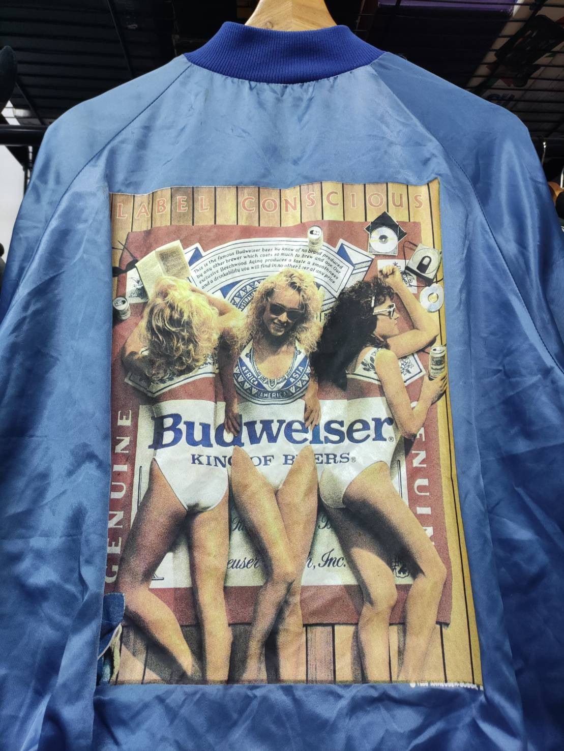 Budweiser Vtg 80's Budweiser Beer Label Conscious Promo USA Bomber Size US XL / EU 56 / 4 - 1 Thumbnail