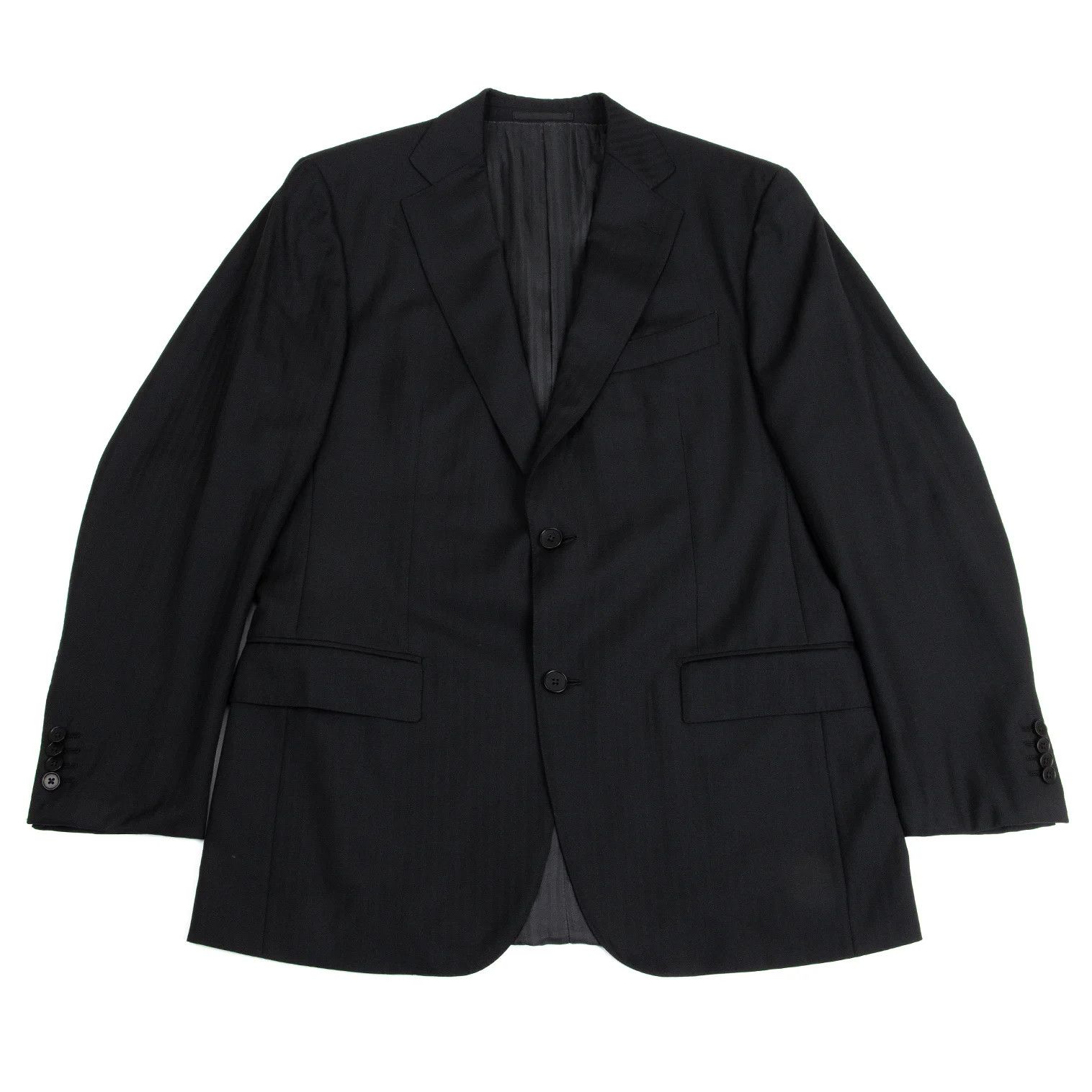 Dries Van Noten Wool Shadow Stripe 2B Jacket in Black Size 50 Size US M / EU 48-50 / 2 - 1 Thumbnail