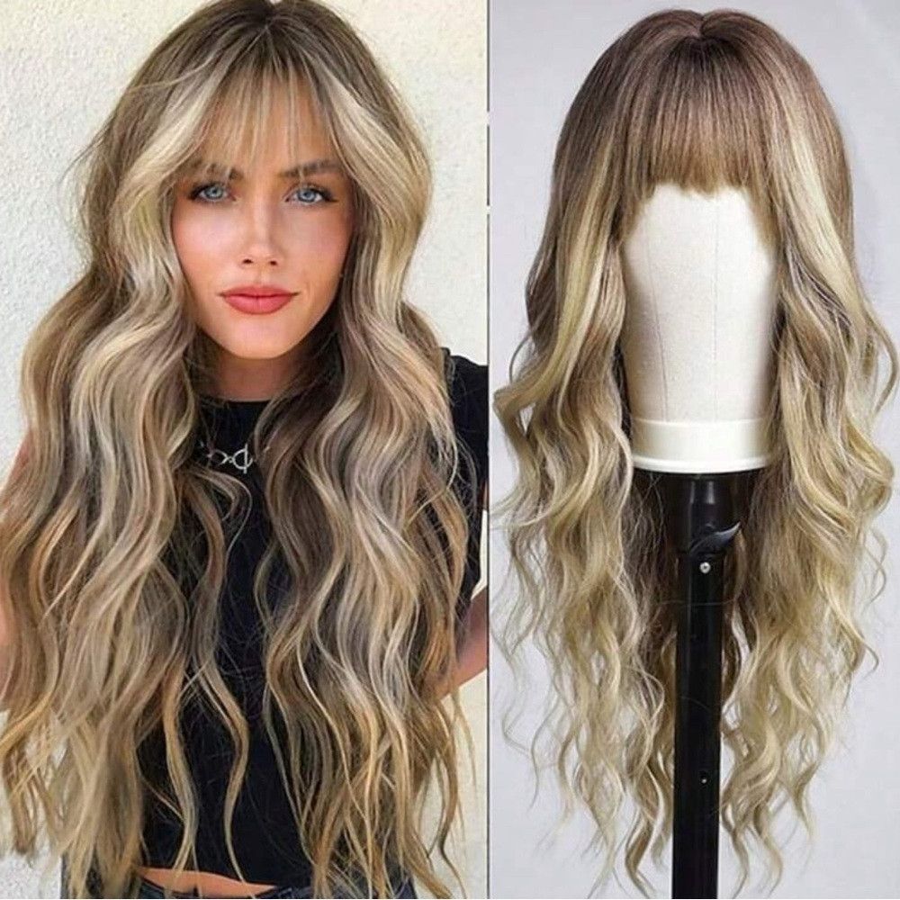 Other Blonde Wig with Bangs Long Curly Wig 30 Inch Dirty Blonde Size ONE SIZE - 1 Thumbnail