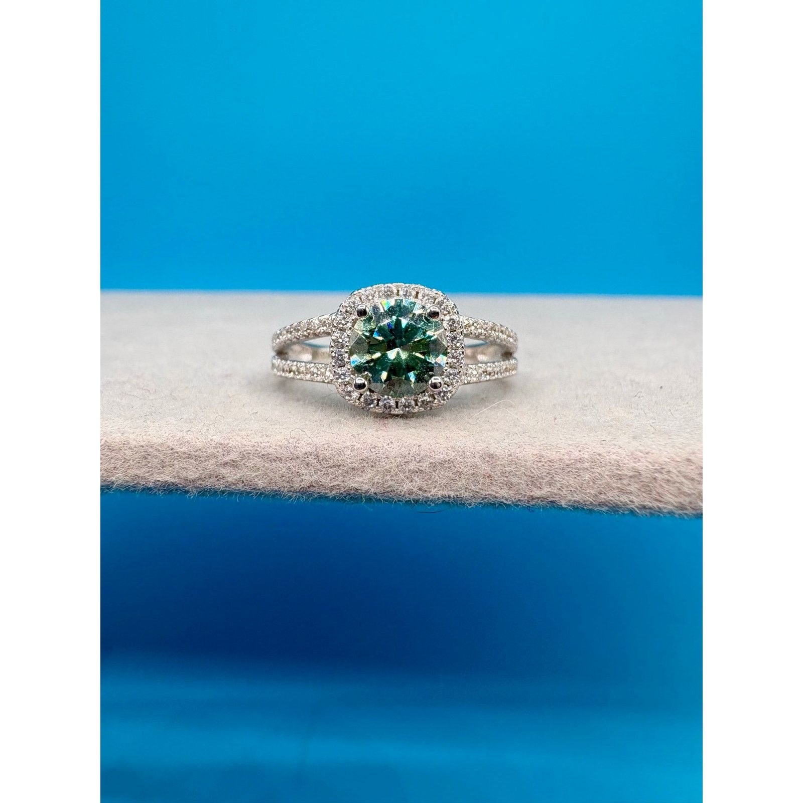 Jewelry NEW 2CTW Tourmaline & White Colored Moissanite Ring in 925 Size ONE SIZE - 3 Thumbnail