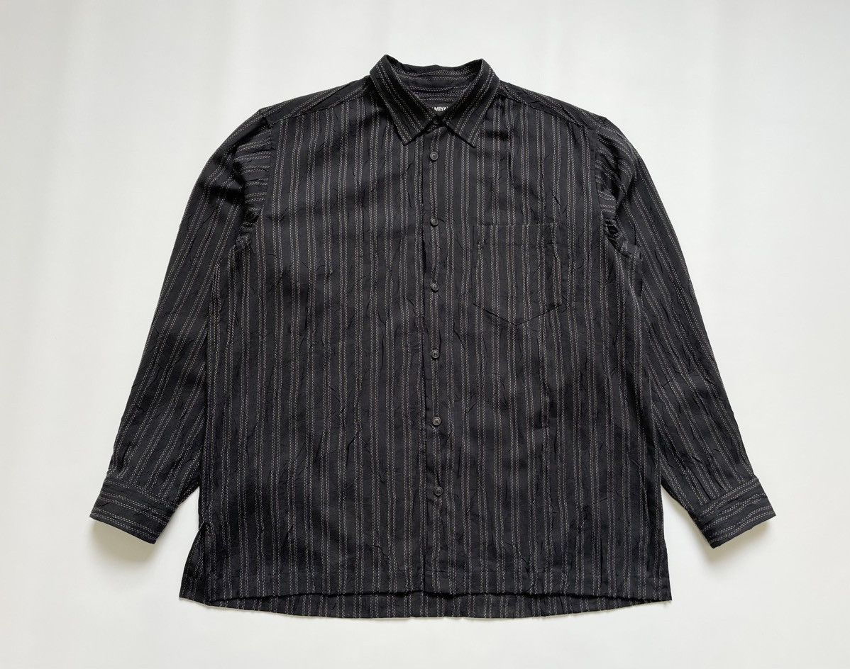 Issey Miyake Black Creased Nylon Multi Stitch Shirt Size US XL / EU 56 / 4 - 3 Thumbnail