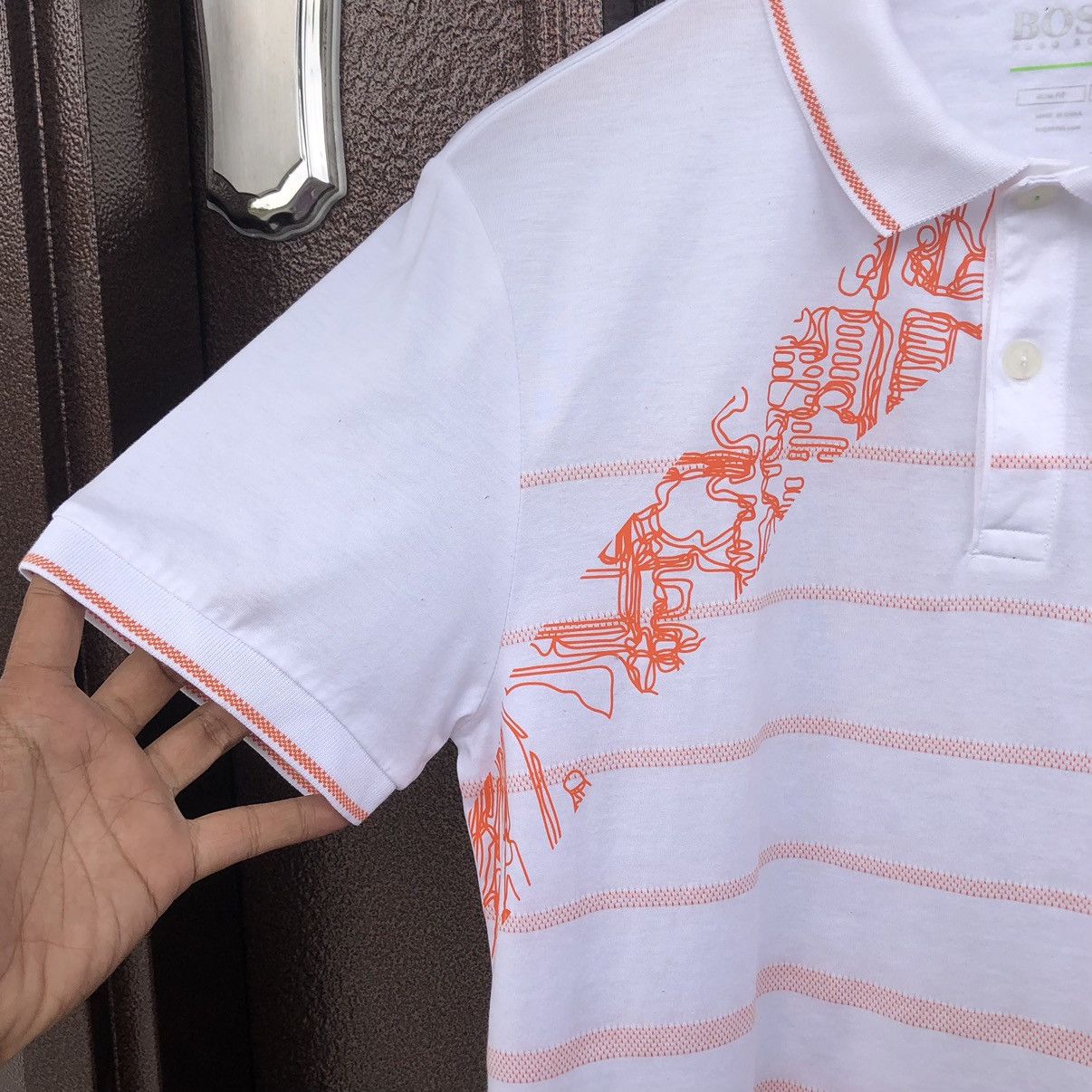 Hugo Boss HUGO BOSS ATHLEISURE Hugo Boss Polo Shirt White & Orange Size US M / EU 48-50 / 2 - 3 Thumbnail