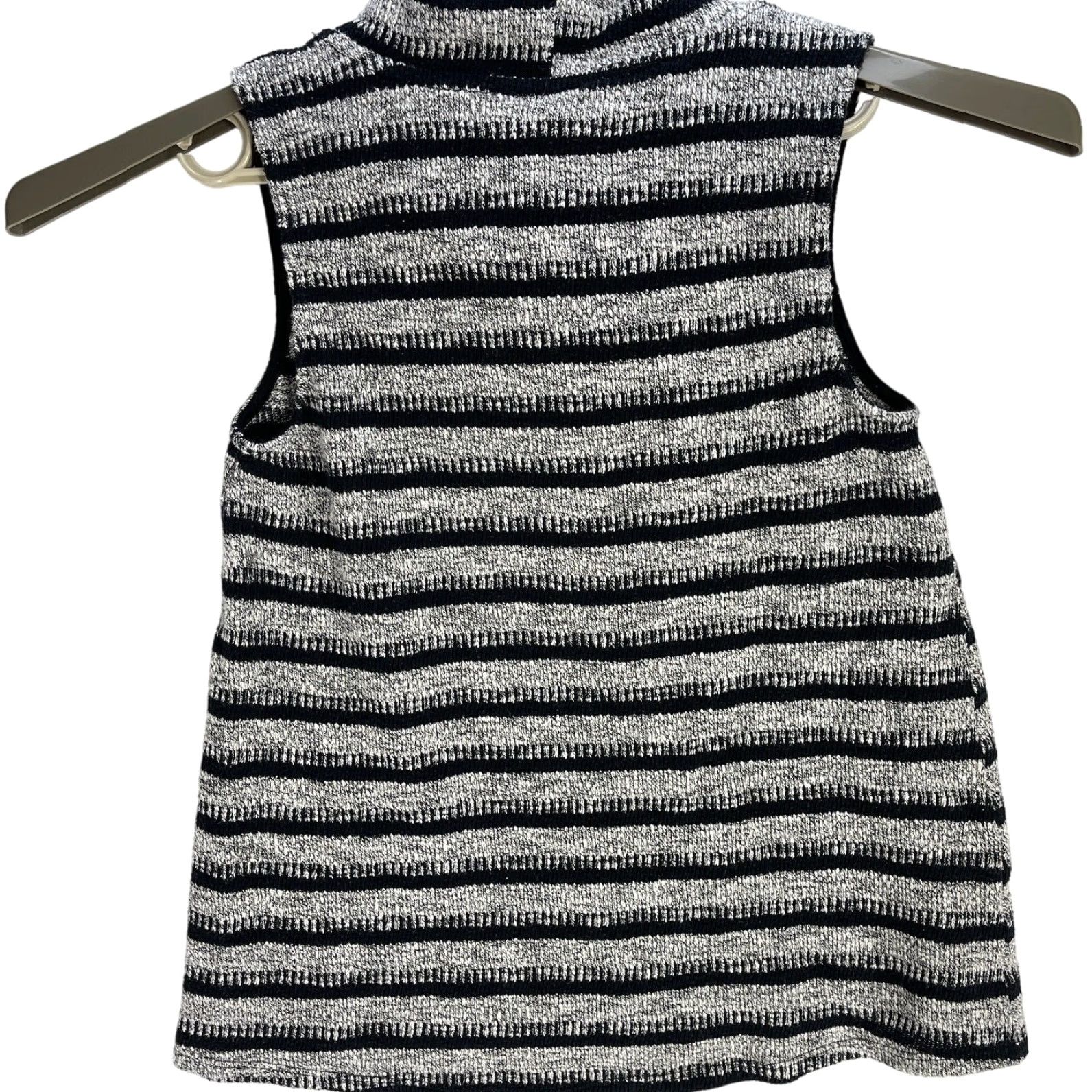 Vintage DOLAN Top M Gray Black Striped Sleeveless Turtleneck Office Modest Cotton Blend Pullover Womens Shirt Shirt? Size M / US 6-8 / IT 42-44 - 3 Thumbnail