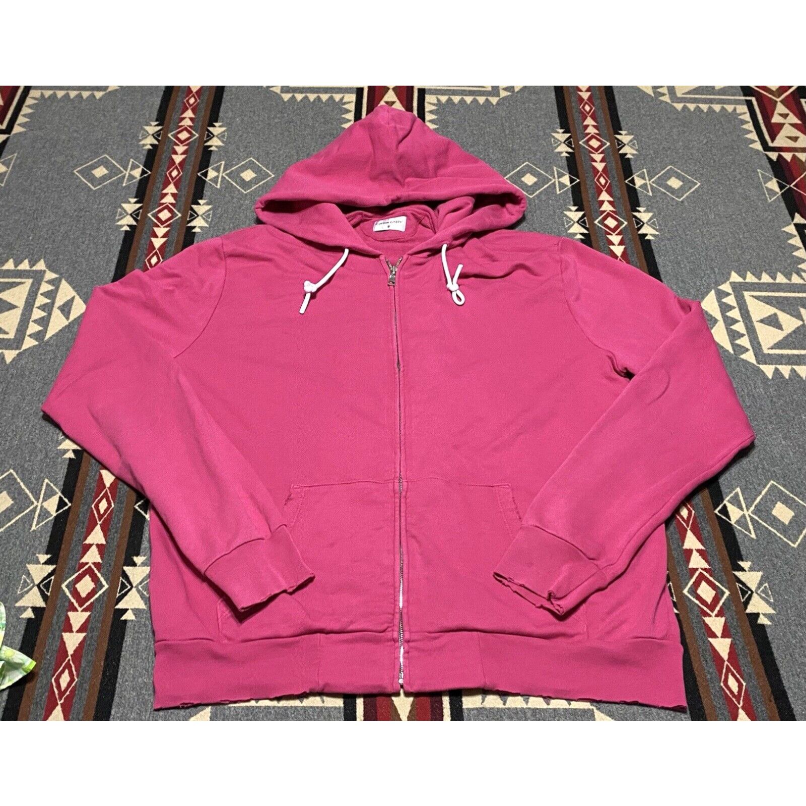 image of Cotton Citizen Zip Hoodie Pink Men’S Size XL Made In Usa Mid-Weight Distressed T52 in White, Men's