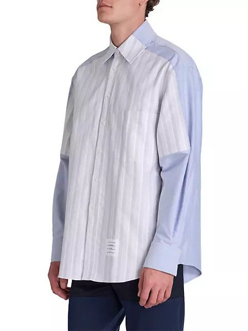 Thom Browne os11x0724 4-Bar Striped Cotton Oversized Oxford Shirt Size US XL / EU 56 / 4 - 4 Thumbnail
