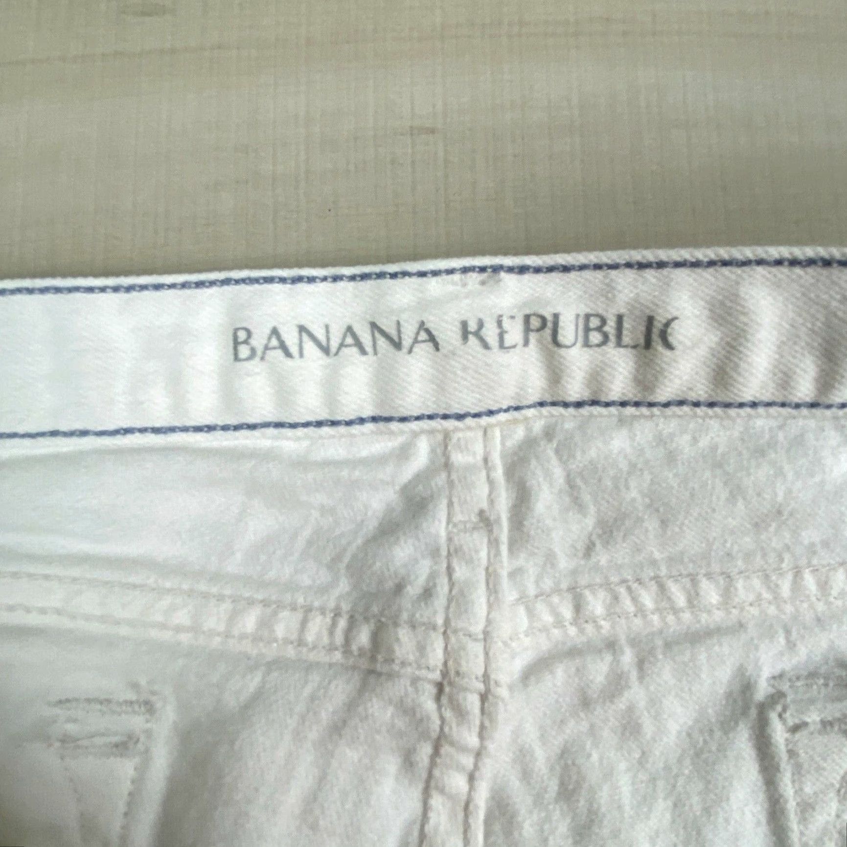 Banana Republic Banana Republic Womens Straight Leg Stretch Jeans White Denim 32 Waist Low Rise Size 24" / US 00 / IT 34 - 3 Thumbnail
