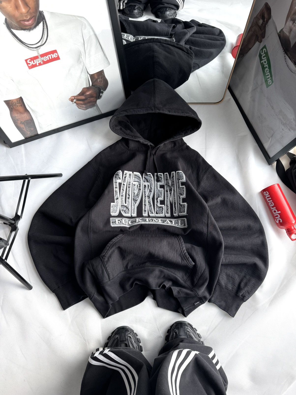 Supreme Supreme Hoodie Paisley Black Fuck Em All Logo Size US XL / EU 56 / 4 - 1 Thumbnail