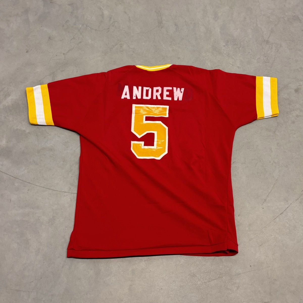 Vintage Vintage 70s Baseball Jersey Storm Cropped Red Yellow Shirt Size US L / EU 52-54 / 3 - 4 Thumbnail
