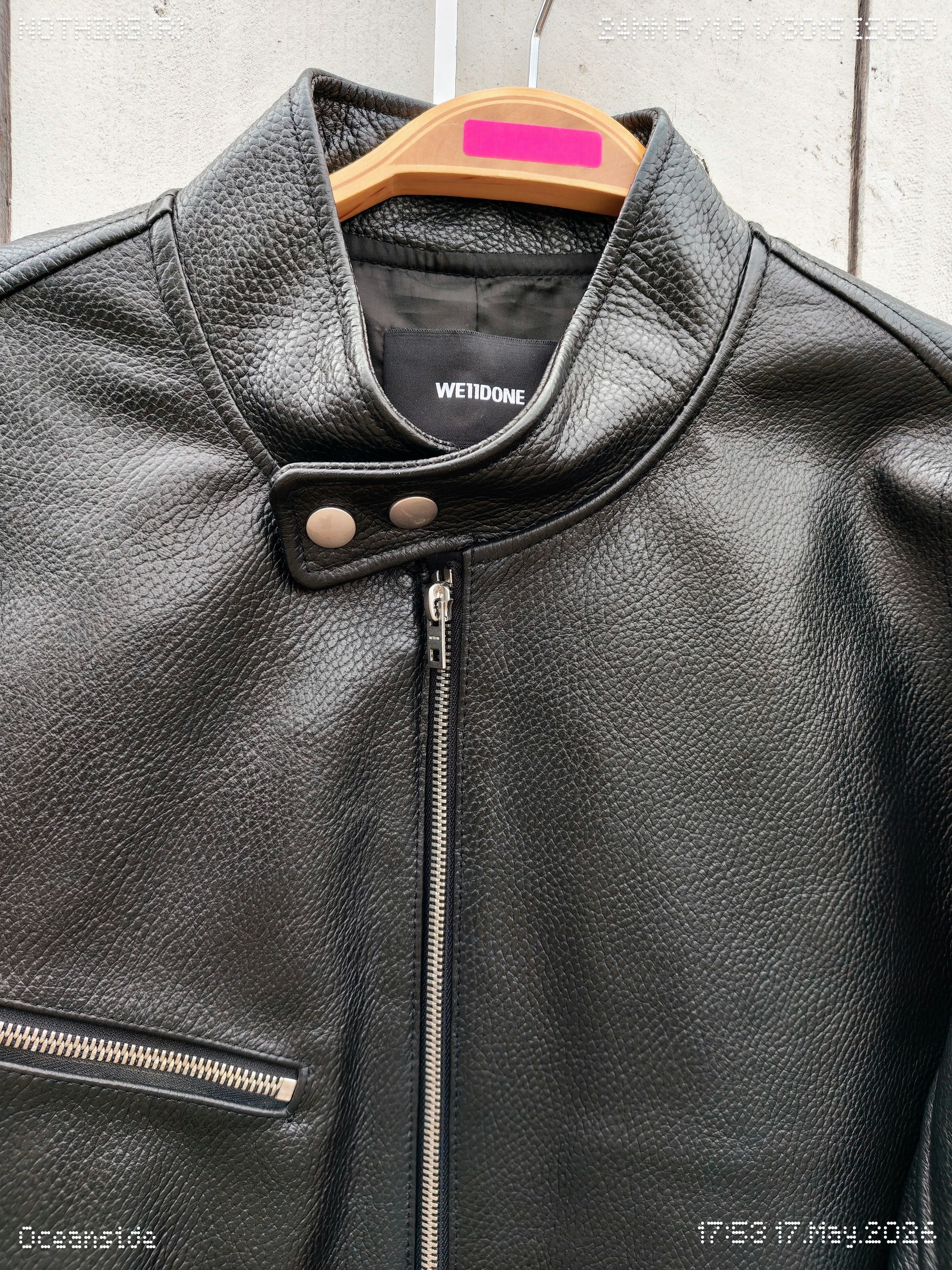WE11DONE Moto Pebbled Leather Oversized Size US XL / EU 56 / 4 - 3 Thumbnail