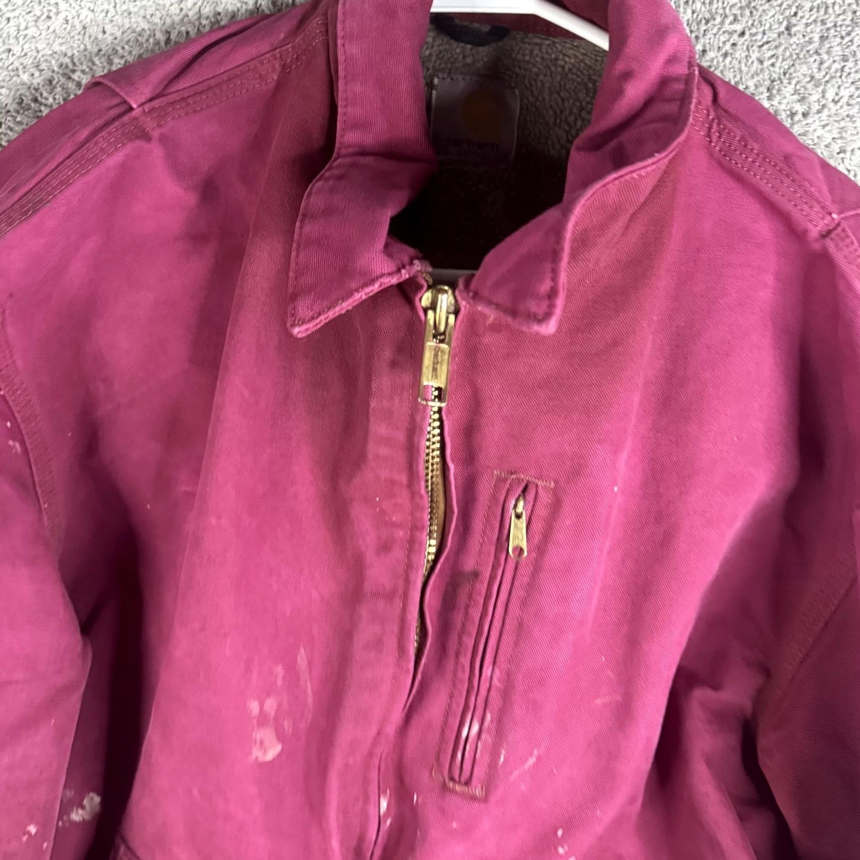 Carhartt VINTAGE Carhartt Jacket Mens XL Pink Canvas Duck Sherpa Lined Full Zip Workwear Bomber Size US XL / EU 56 / 4 - 6 Thumbnail