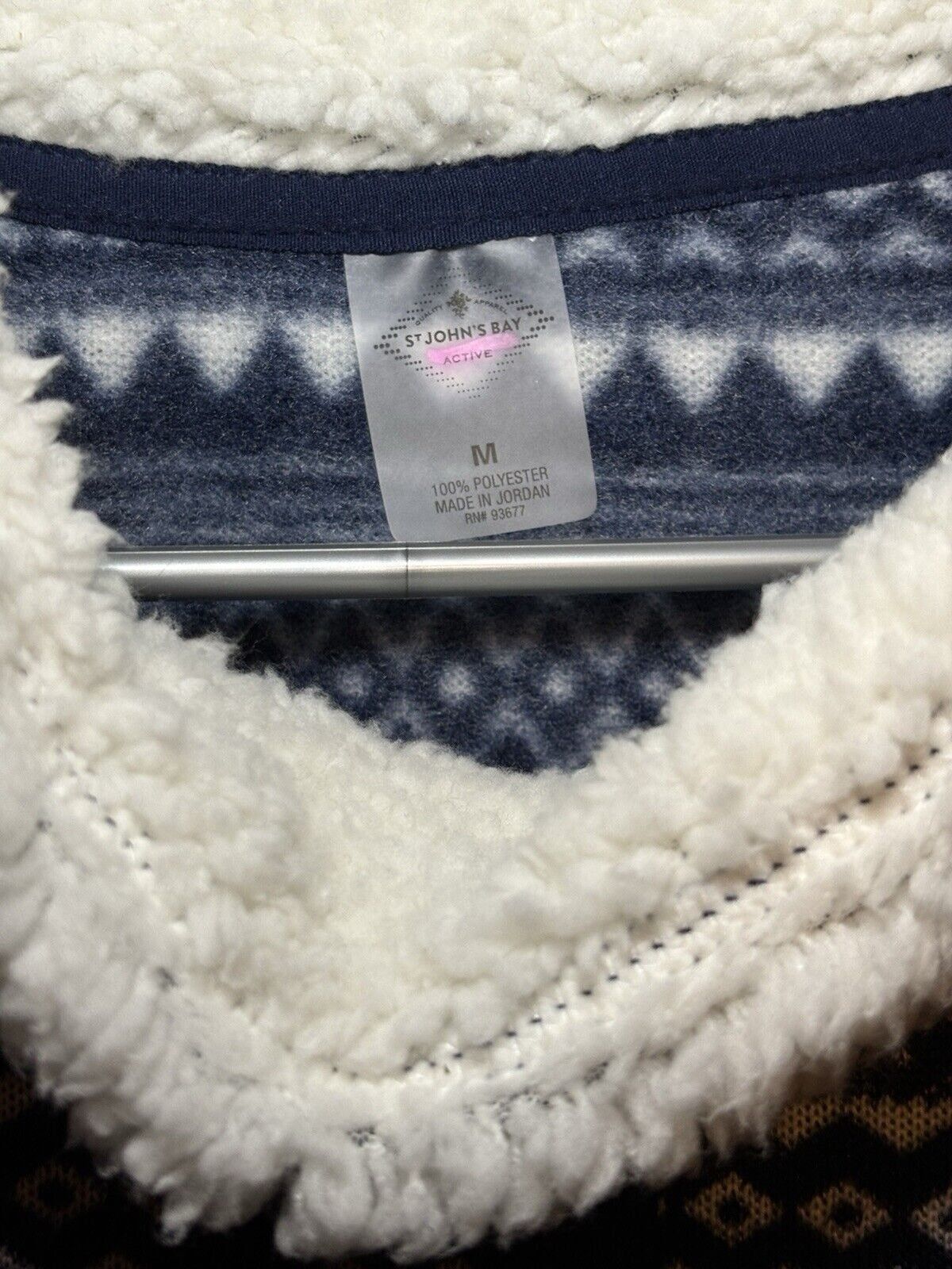 St. Johns Bay St. Johns Bay Blue White Fleece Mock Neck Sweater size M Size M / US 6-8 / IT 42-44 - 8 Thumbnail