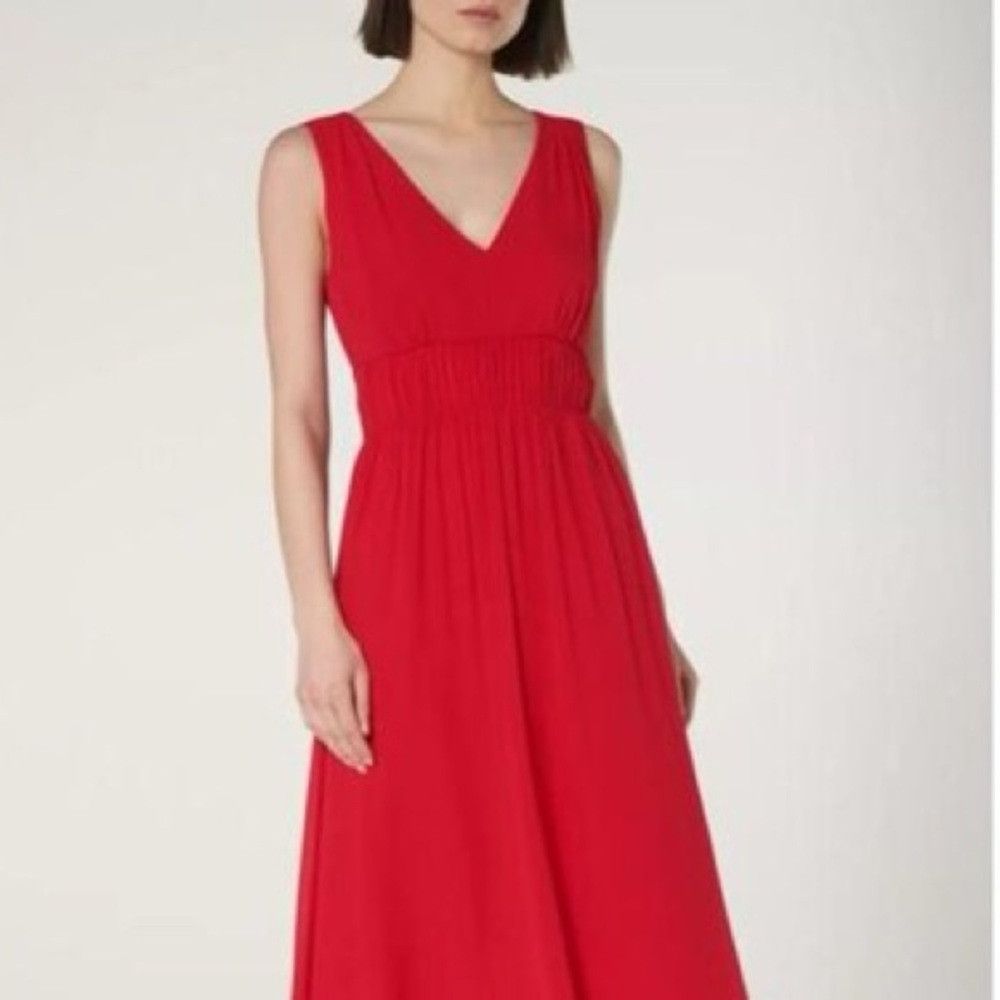 Anthropologie Anthropologie Black Swan Chiffon V-Neck Dress Red Small Size S / US 4 / IT 40 - 1 Thumbnail