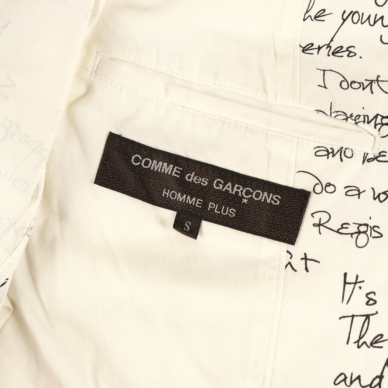 Comme des Garcons Homme Plus Jacket Message Logo Notched Lapel 3-Button Tailored Size US S / EU 44-46 / 1 - 3 Thumbnail