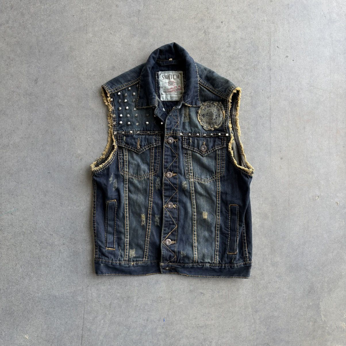 Japanese Brand × Vintage CRAZY Y2K Vintage Scab Punk Studded Jean Jacket Vest Thrash Size US M / EU 48-50 / 2 - 5 Thumbnail