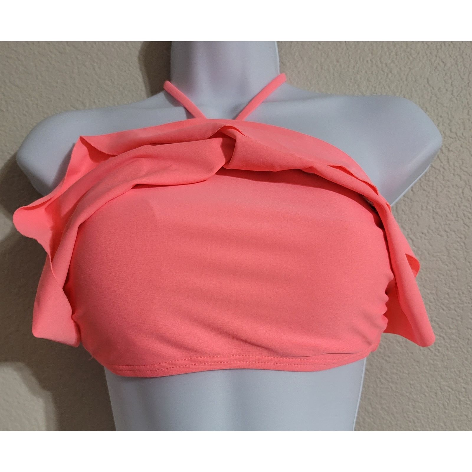 Other SO Bright Orange Embroidered Halter Bikini Top Small Padded Size ONE SIZE - 6 Thumbnail