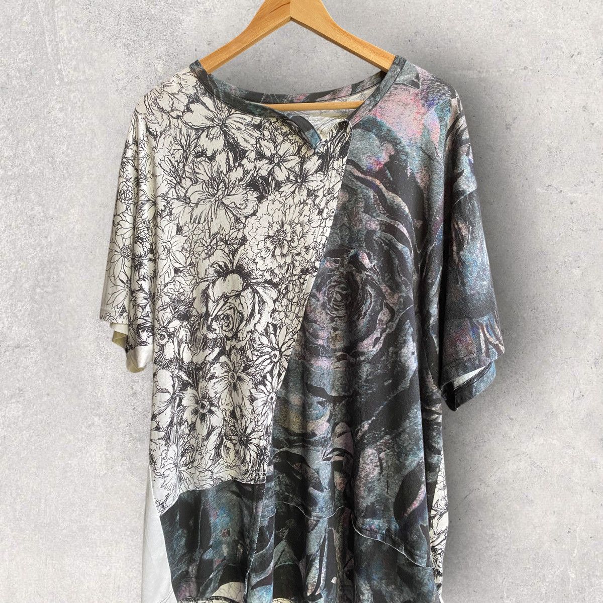 Yohji Yamamoto SS23 Ground Y Rayon Blend Rose Cut And Sew Oversize Tee Size US L / EU 52-54 / 3 - 2 Thumbnail